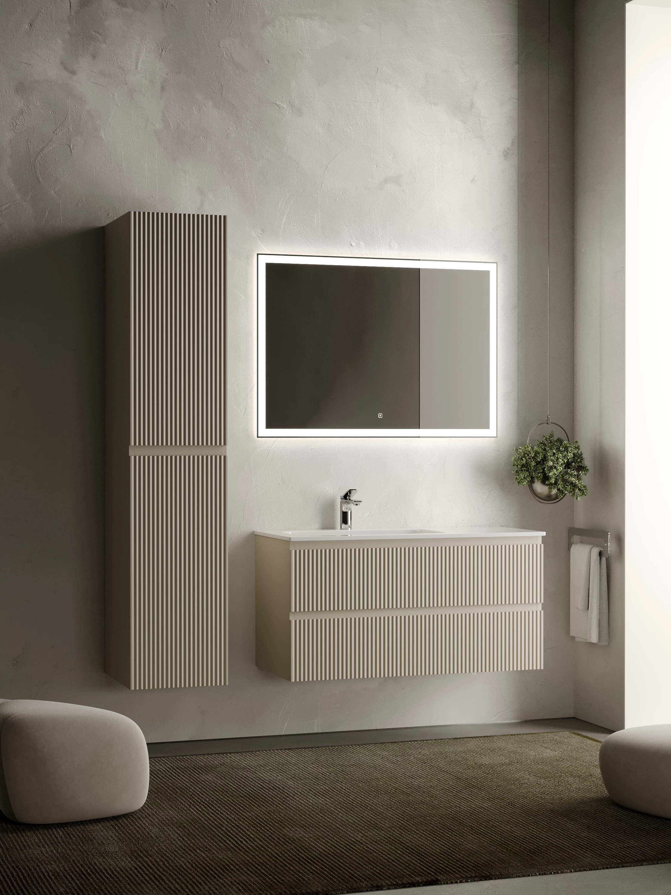 Тумба под раковину Sancos Сноб Р (Snob R) SNR100LCE 100x45x50 бежевый матовый (beige soft)