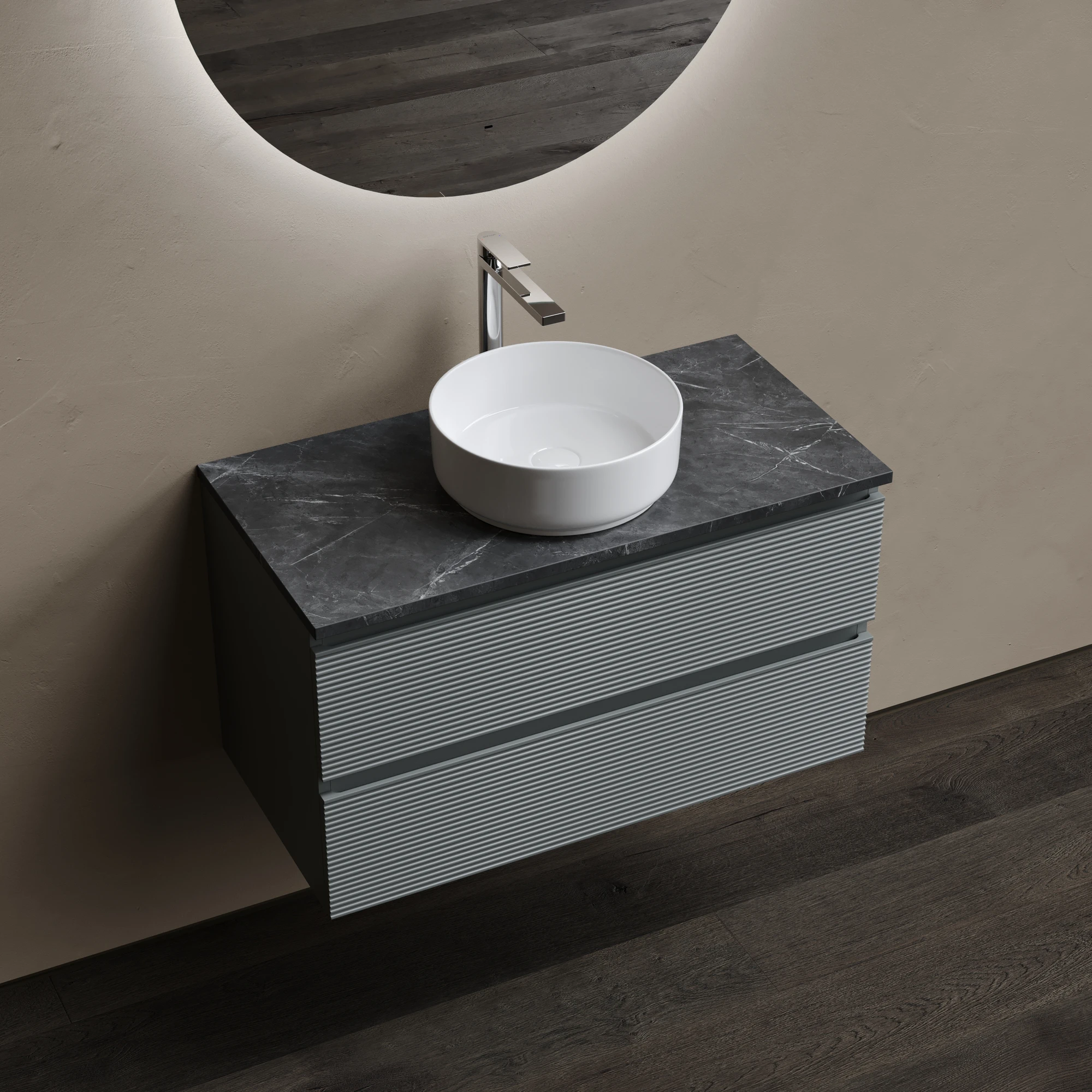 Тумба под столешницу Sancos Фолк (Folk) FL90GS 90x45x50 темный серый (grey soft)