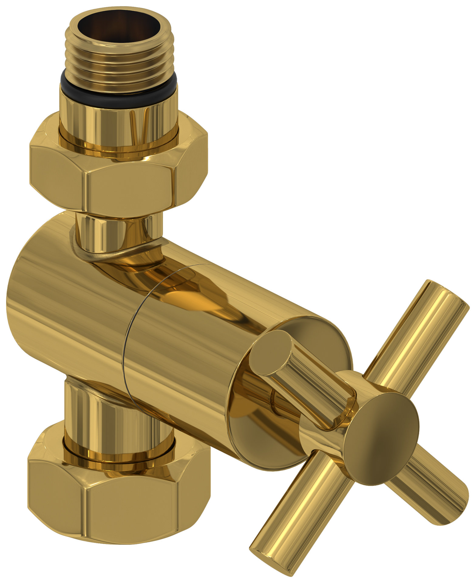 Комплектующие Сунержа DESIGN Вентиль прямой (крест) G 1/2" НР х G 3/4" НГ (Золото)
