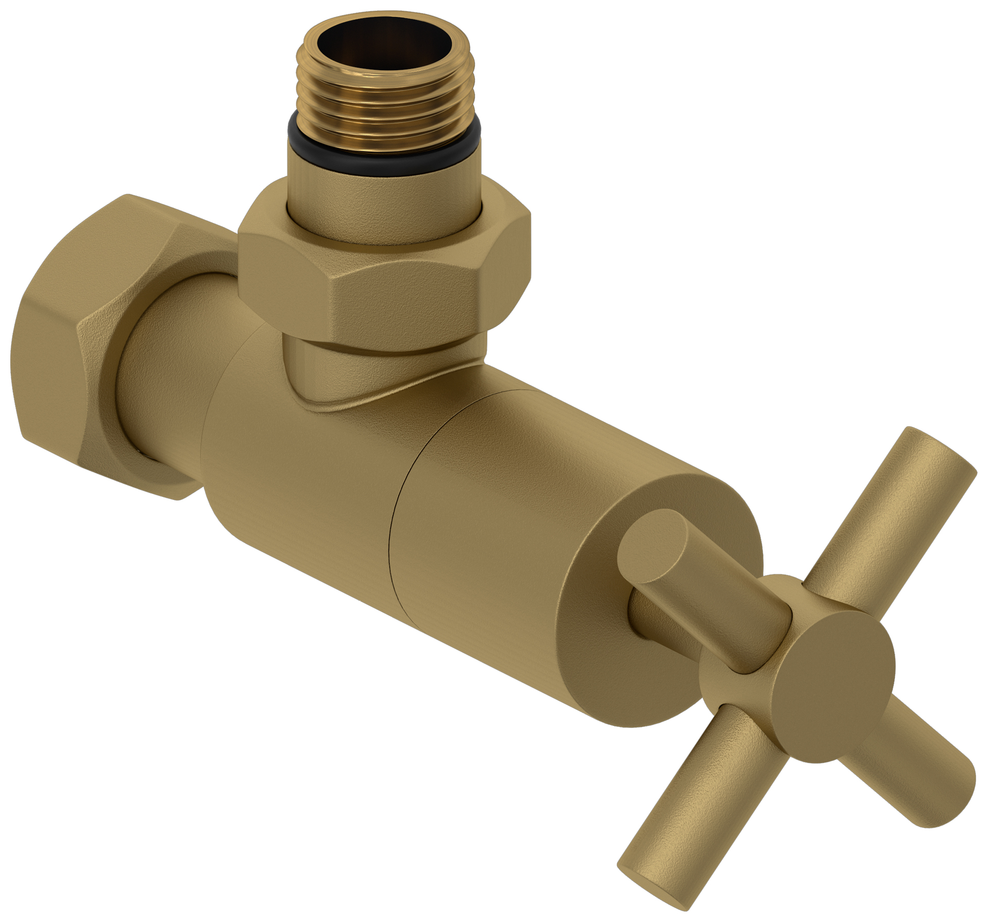 Комплектующие Сунержа DESIGN Вентиль угловой (крест) G 1/2" НР х G 3/4" НГ (Матовое золото)
