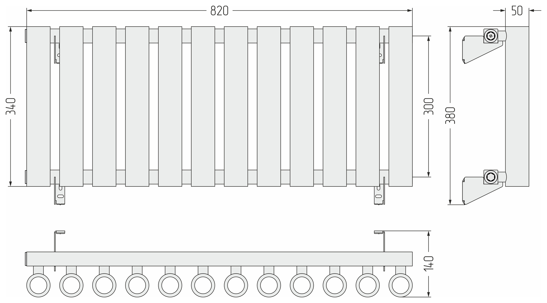 Радиаторы Сунержа DESIGN ДР КУМИР-0 н/ж  300х820 / 12 сек (Матовый чёрный) - фото 5