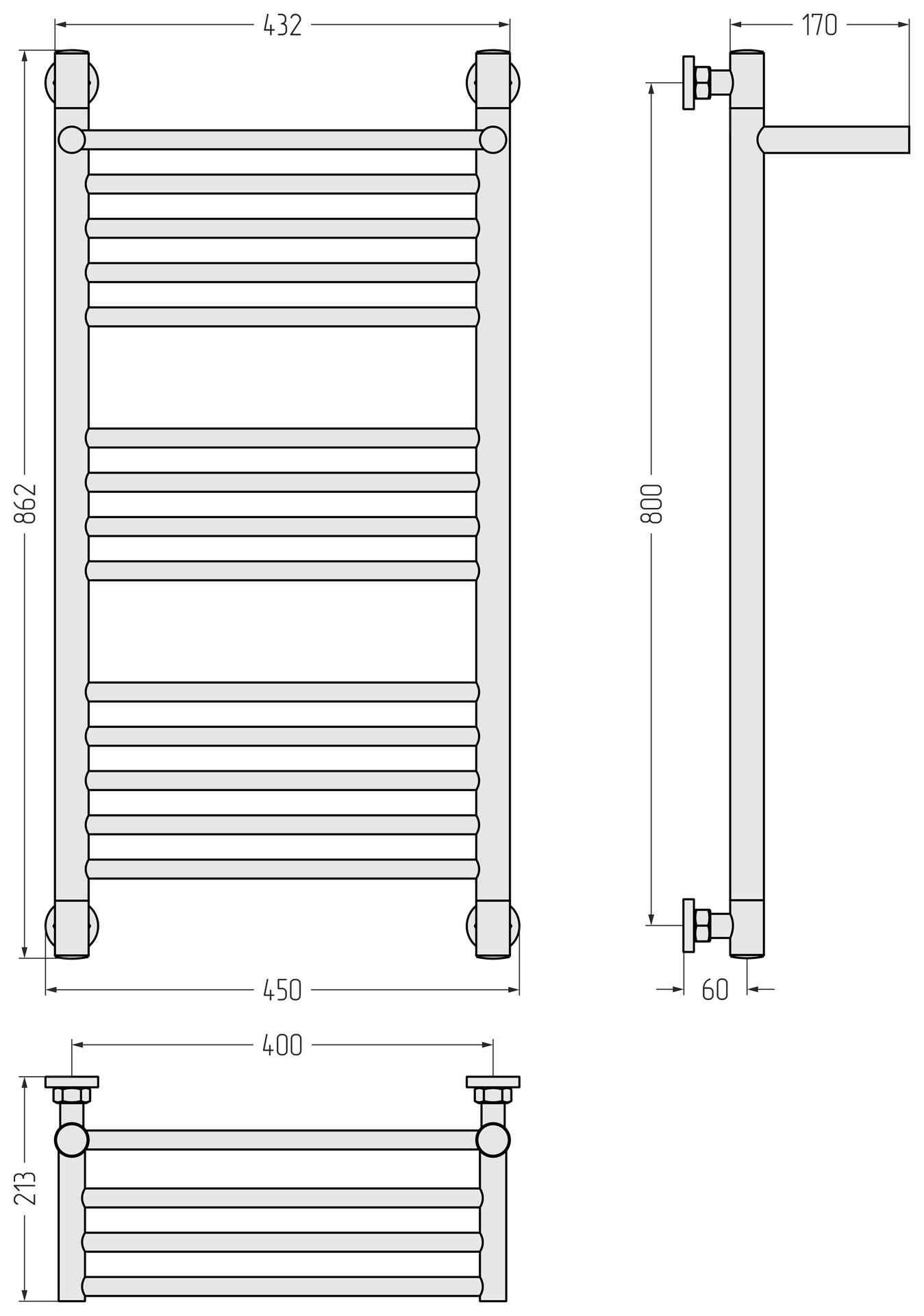 Водяные полотенцесушители Сунержа DESIGN ДР "БОГЕМА 1П +" 800х400 (Матовое золото)