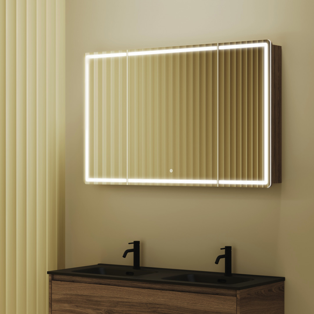 Зеркальный шкаф Sancos Блик (Mirror) MI120ECH 120x75 с подсветкой, дуб чарльстон