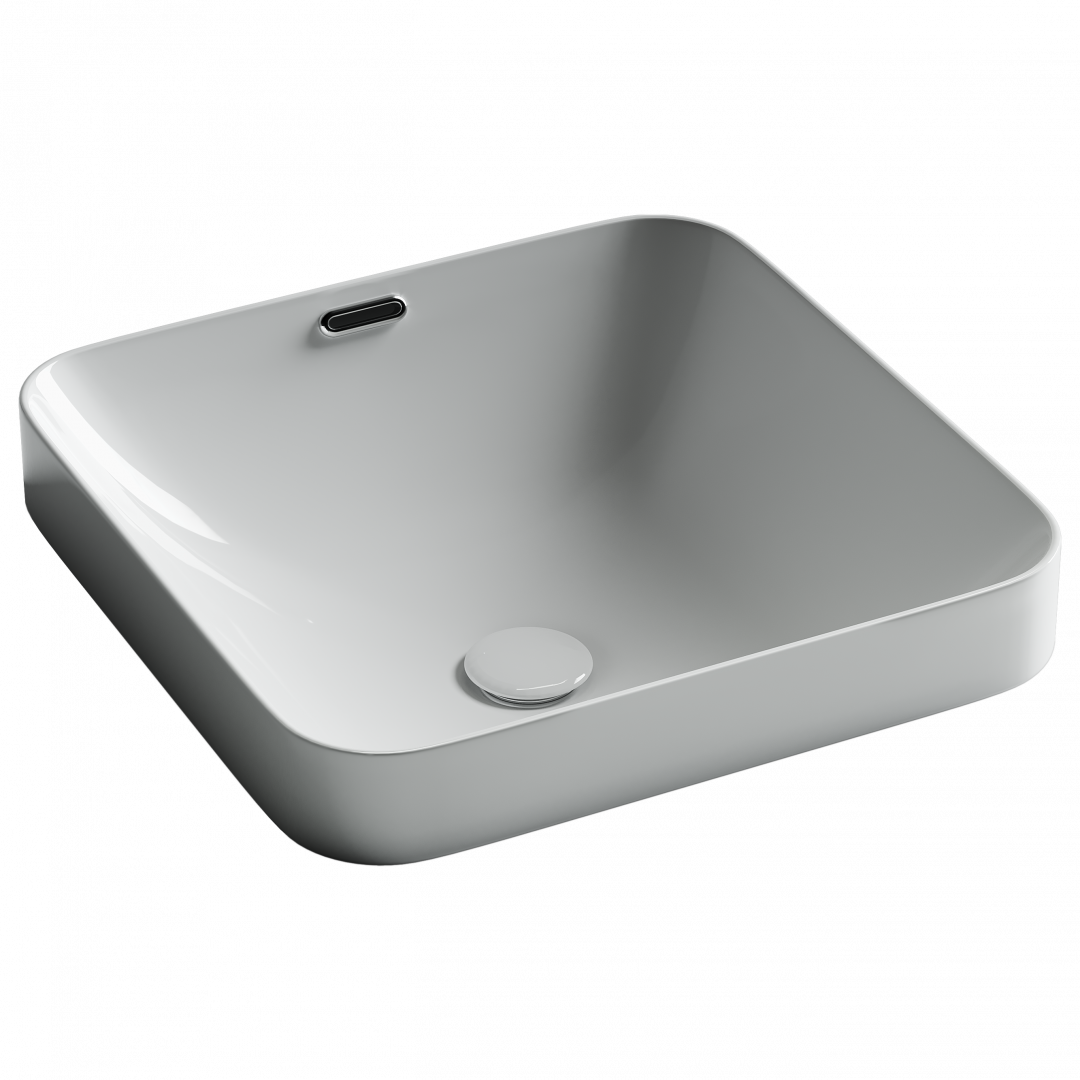 Раковина встраиваемая сверху CERAMICANOVA Element с отверстием слива - перелива  квадратной формы 438x438x172 мм  цвет белый  арт. CN6077