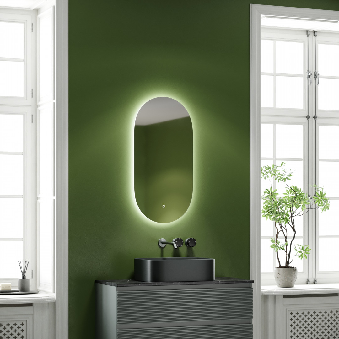 Зеркало Sancos Овал (Oval) OV45C 45x90 с подсветкой