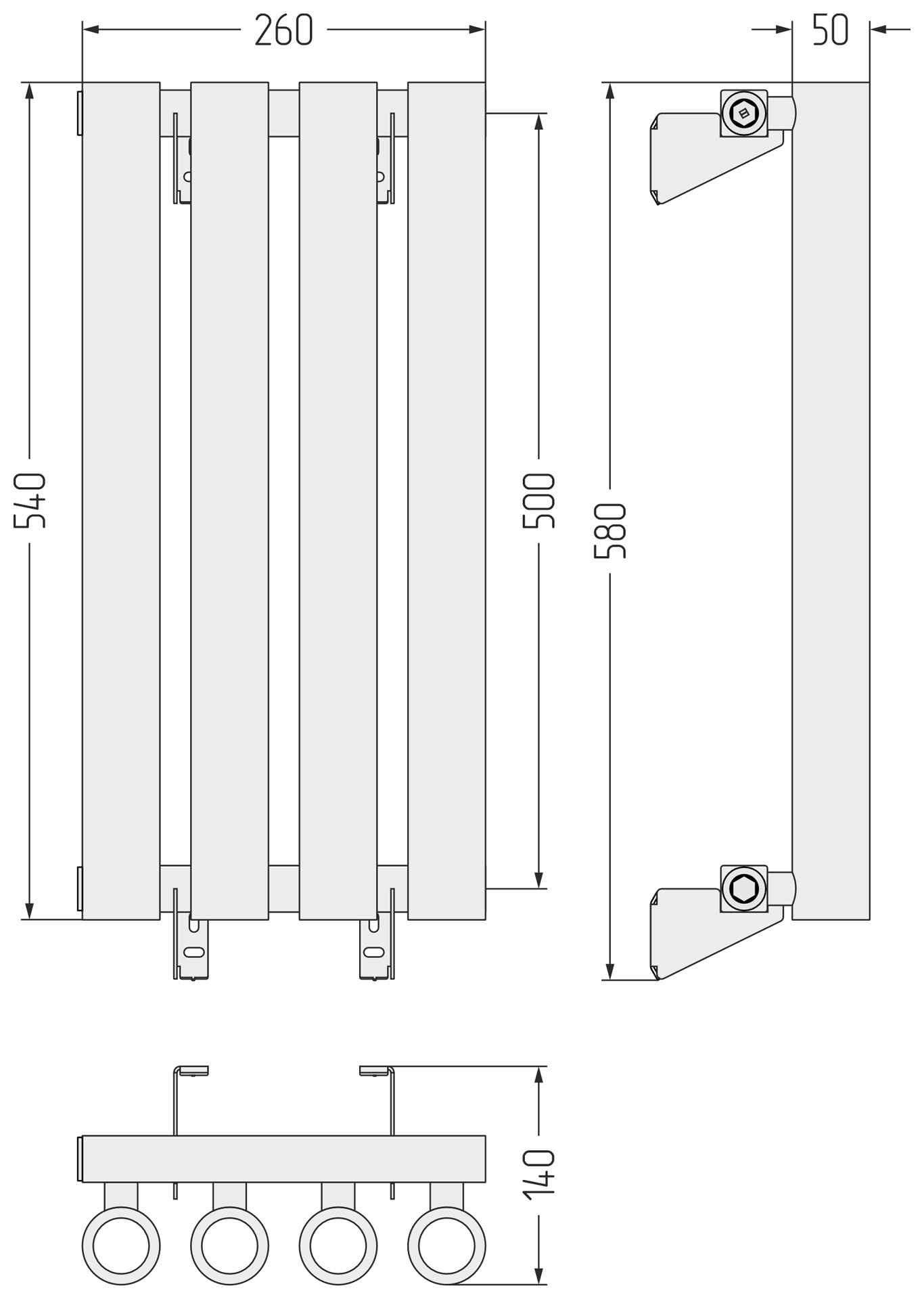 Радиаторы Сунержа DESIGN ДР КУМИР-0 н/ж  500х260 / 4 сек (Состаренная латунь) - фото 5