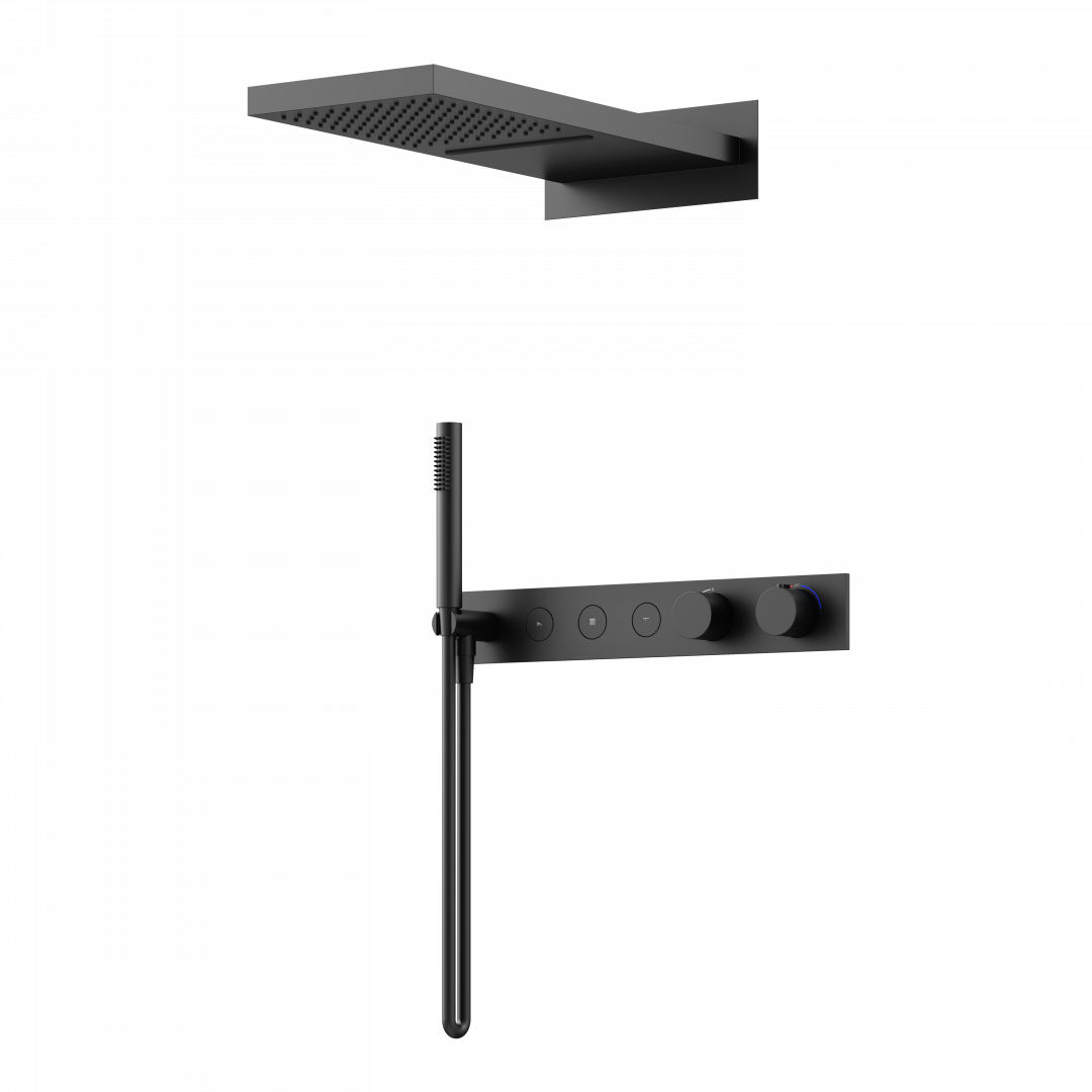 Душевой комплект Sancos Linn SC9023MB с термостатом, черный матовый
