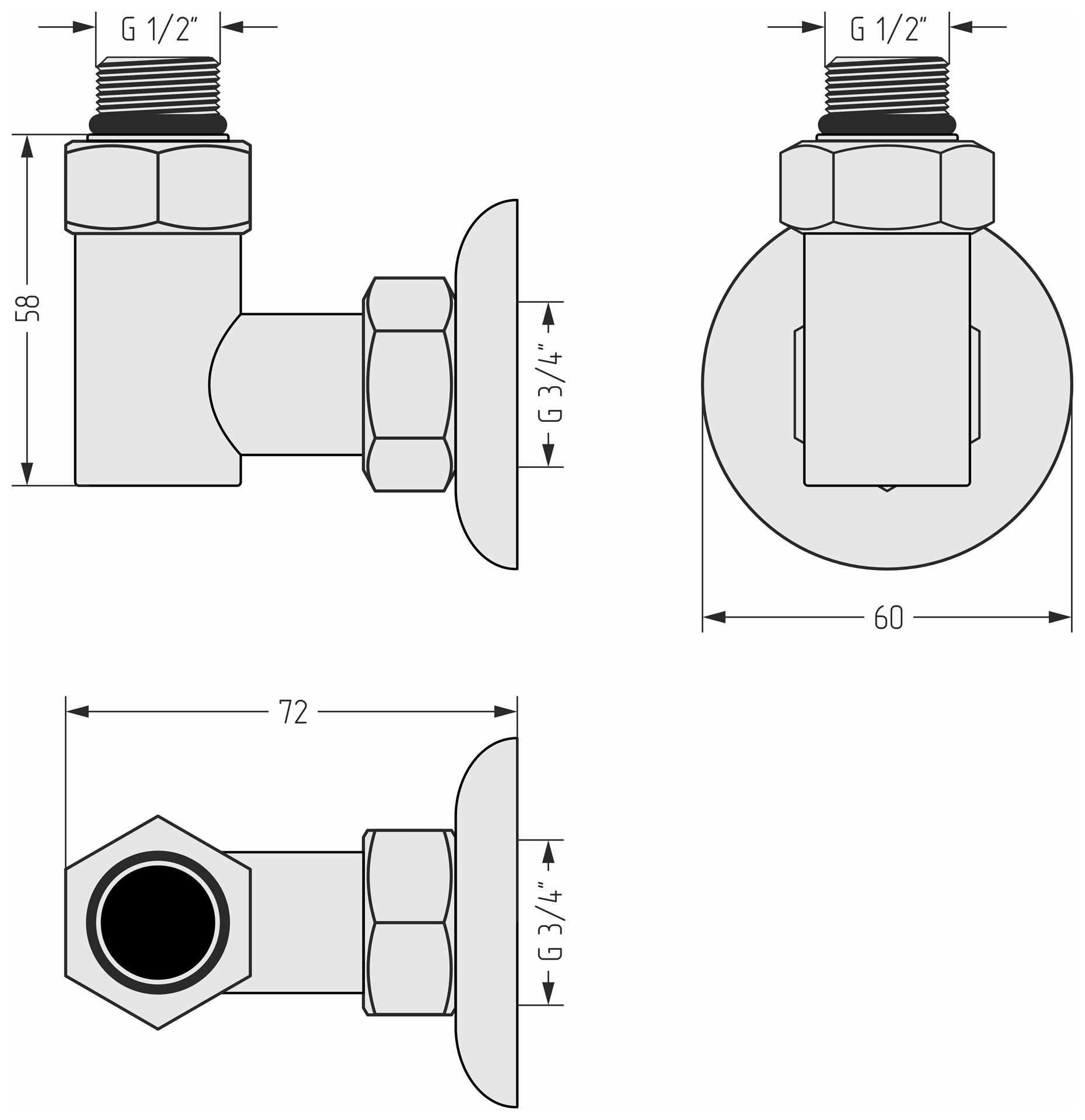 Комплектующие Стилье LIGHT Набор комплектующих для ПС G 1/2" НР х G 3/4" НГ / 2 шт (Без покрытия)