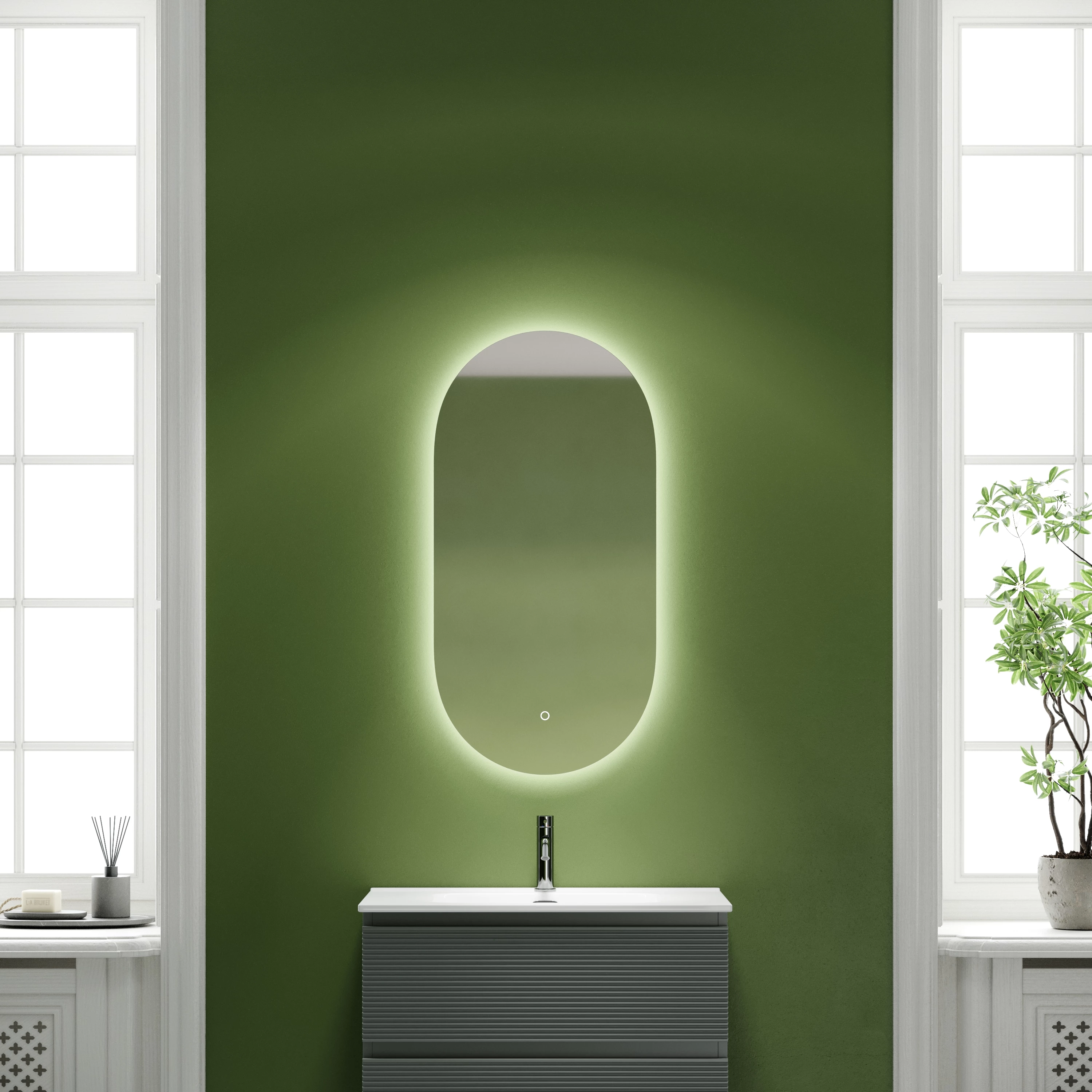 Зеркало Sancos Овал (Oval) OV55C 55x105 с подсветкой