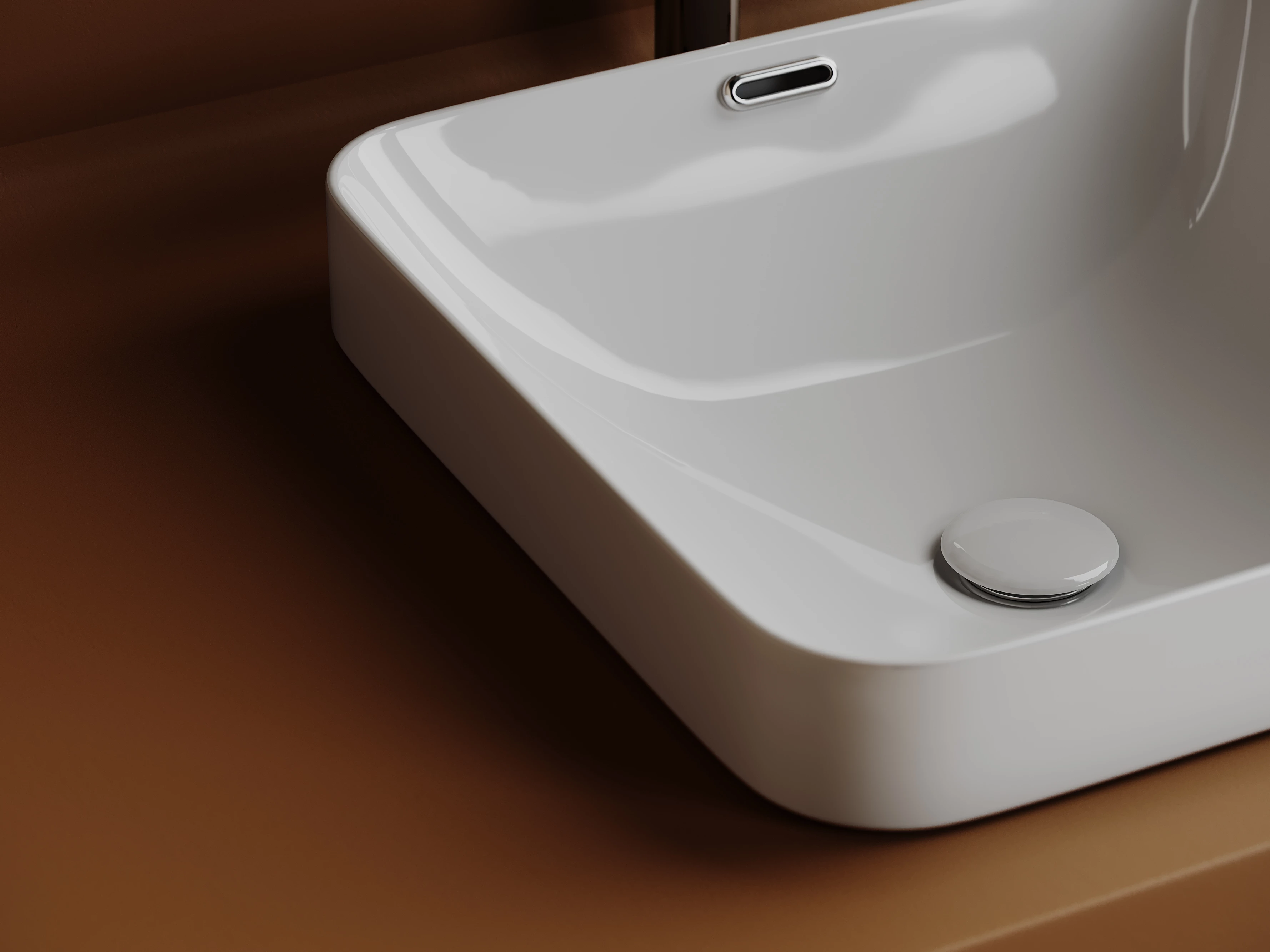 Раковина встраиваемая сверху CERAMICANOVA Element с отверстием слива - перелива  квадратной формы 438x438x172 мм  цвет белый  арт. CN6077 - фото 6