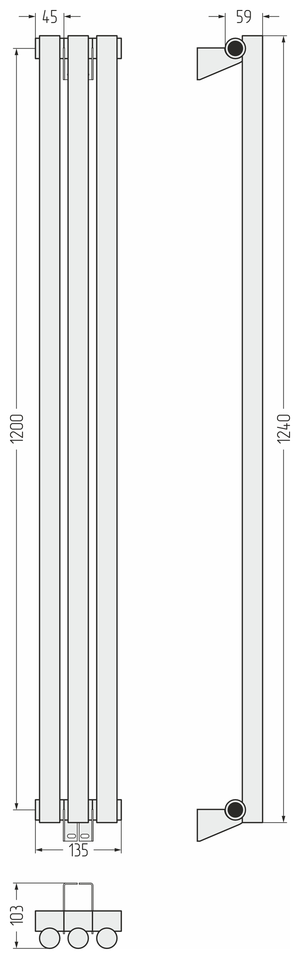Радиаторы Сунержа DESIGN ДР ЭСТЕТ-1 н/ж 1200х135 / 3 сек (Золото) - фото 4