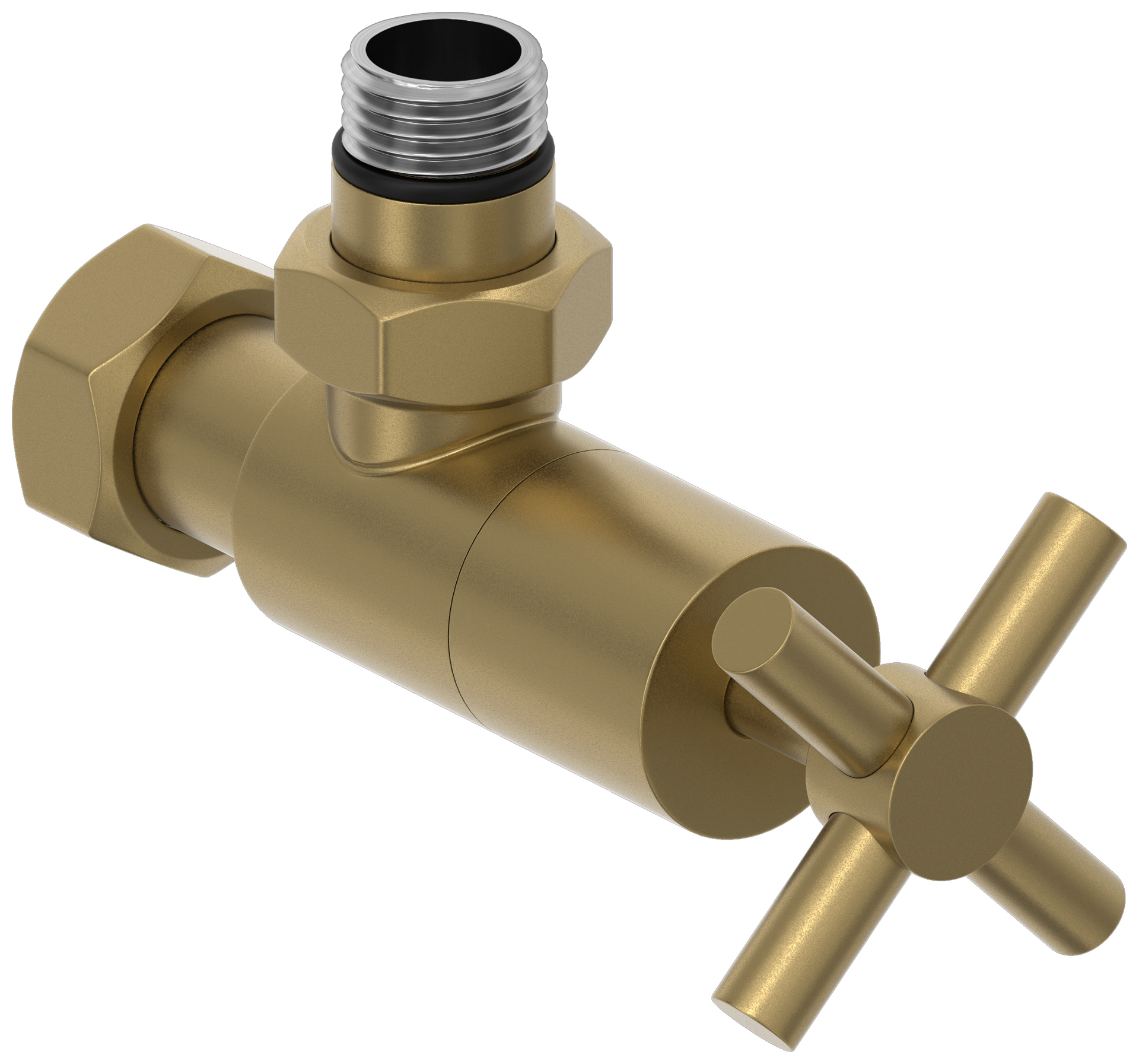 Комплектующие Сунержа DESIGN Вентиль угловой (крест) G 1/2" НР х G 3/4" НГ (Золотой шёлк)