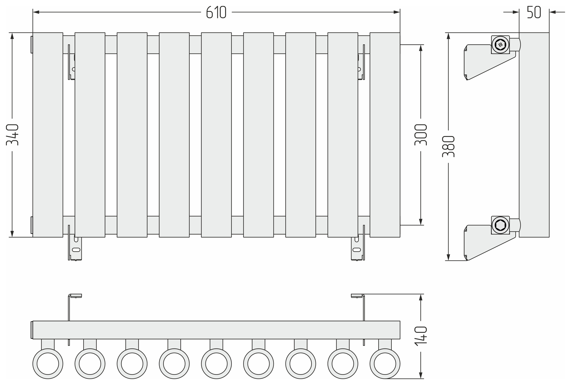 Радиаторы Сунержа DESIGN ДР КУМИР-0 н/ж  300х610 / 9 сек (Тёмный титан муар) - фото 5