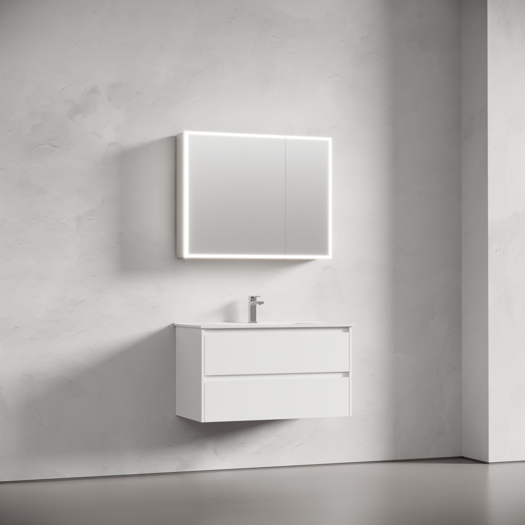 Зеркальный шкаф Sancos Реформа (Evoke) SC8090 90x70 с подсветкой, серый