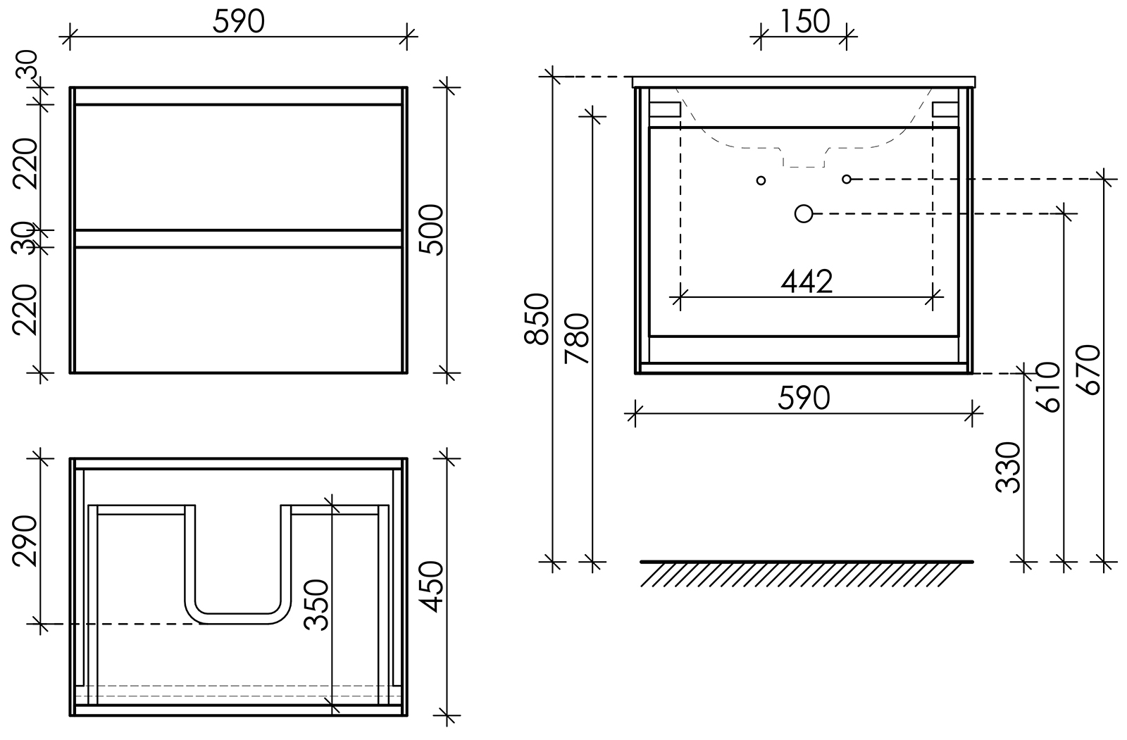 Тумба под раковину Sancos Сто (Cento) CN60W 60x45x50 белый глянцевый - фото 6