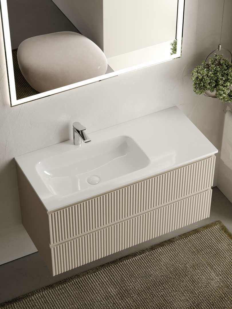 Тумба под раковину Sancos Сноб Р (Snob R) SNR100LCE 100x45x50 бежевый матовый (beige soft) - фото 5