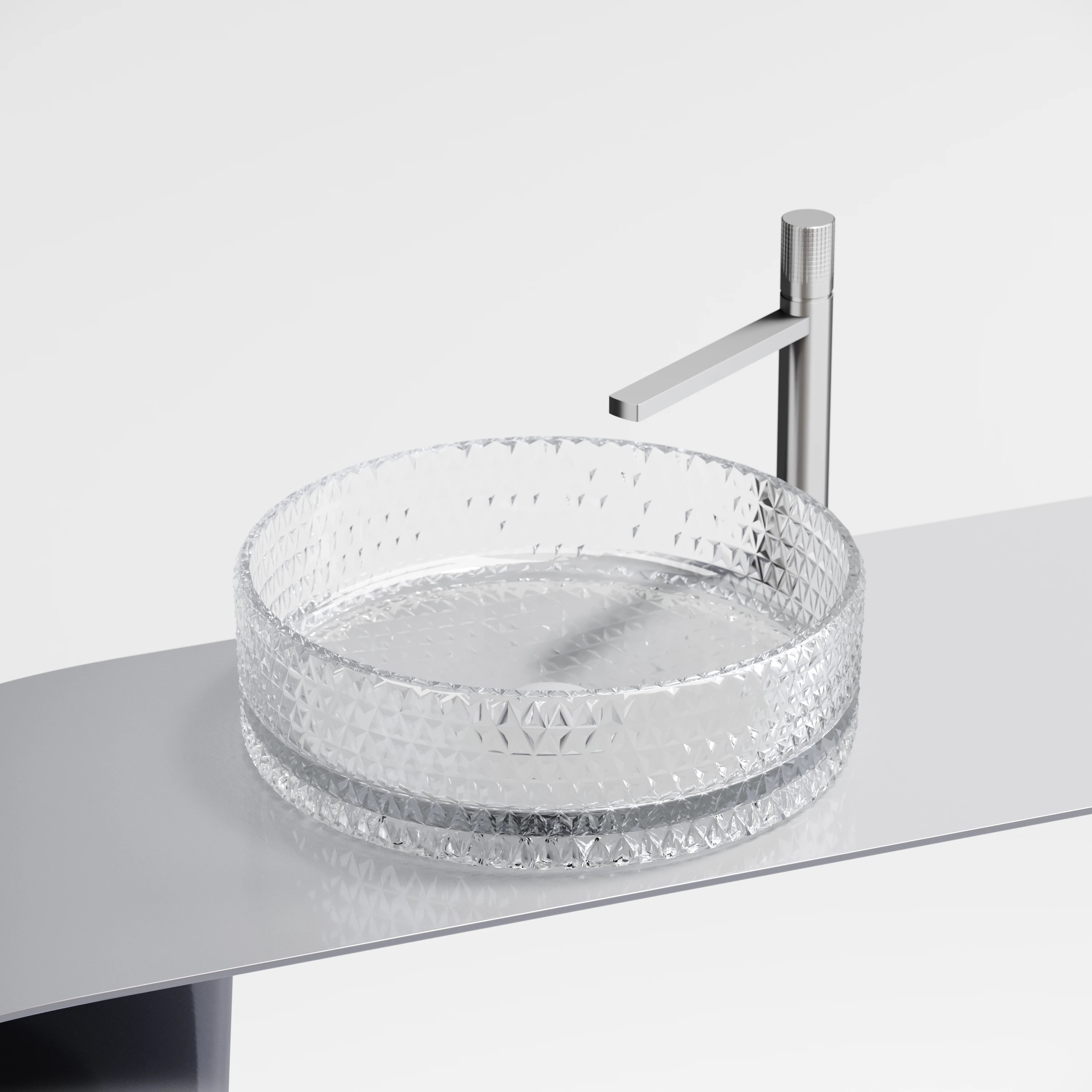 Умывальник чаша накладная круглая (прозрачная) Cristal 360x360x112мм