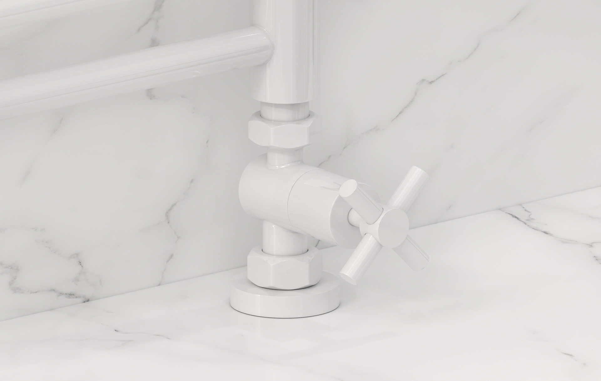 Комплектующие Сунержа DESIGN Вентиль прямой (крест) G 1/2" НР х G 3/4" НГ (Белый)