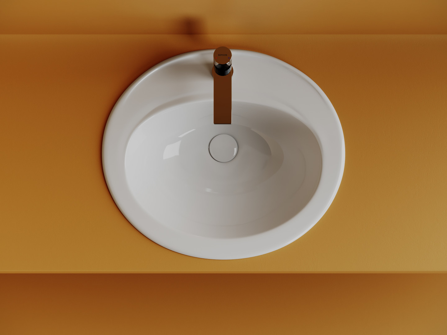 Раковина встраиваемая сверху CERAMICANOVA Sun с отверстием слива - перелива овальной формы 565x495x200 мм  цвет белый  арт. CN6079