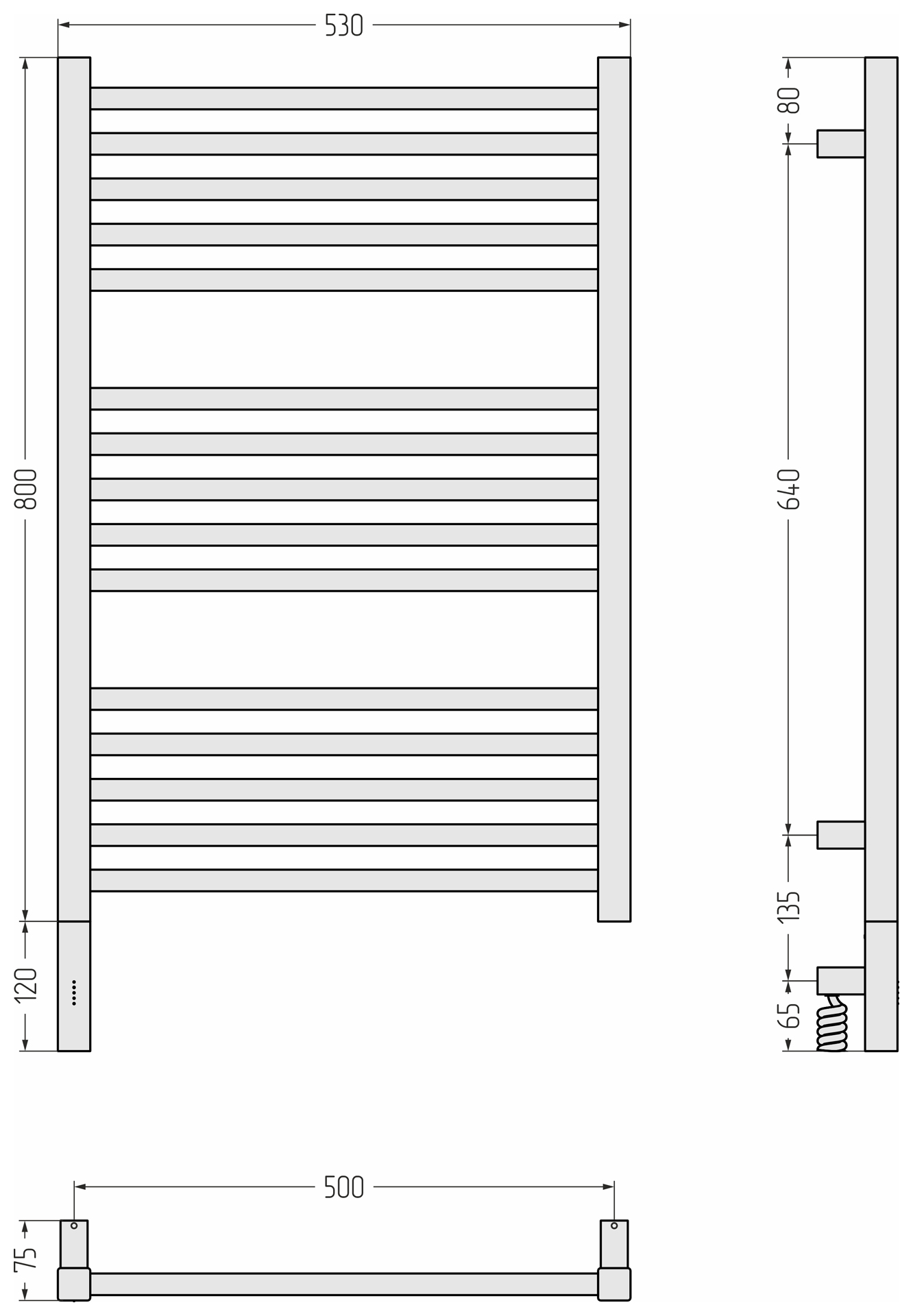 Электрические полотенцесушители Сунержа DESIGN РЭБ МОДУС 3.1 800х500 МЭМ левый (Шампань)