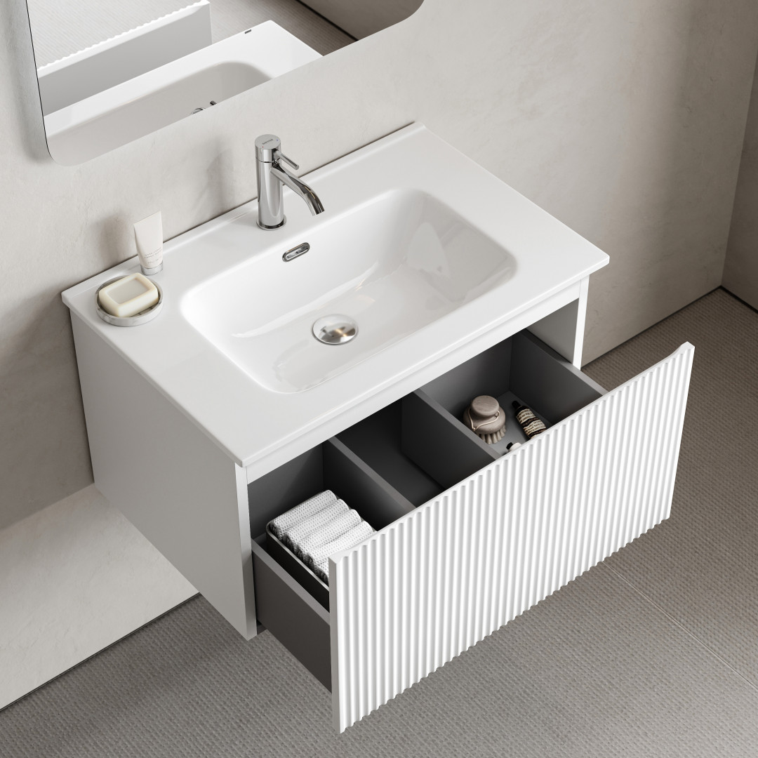 Тумба под раковину Sancos Сноб Р 1.0 (Snob R 1.0) SNR1.070W 70x45x40 белый матовый (bianco) - фото 5