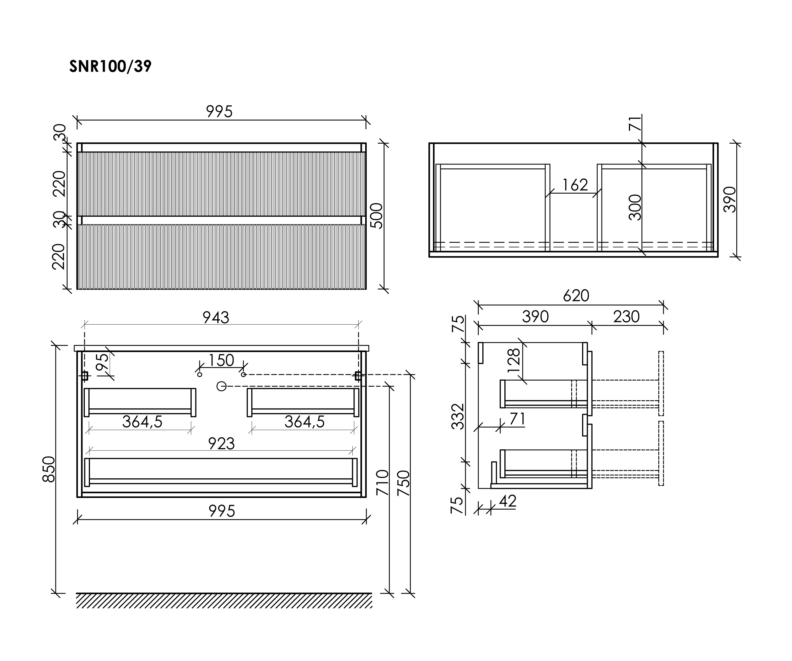 Тумба под раковину Sancos Сноб Р 390 (Snob R 390) SNR100/39CE 100x40x50 бежевый матовый (beige soft) - фото 6