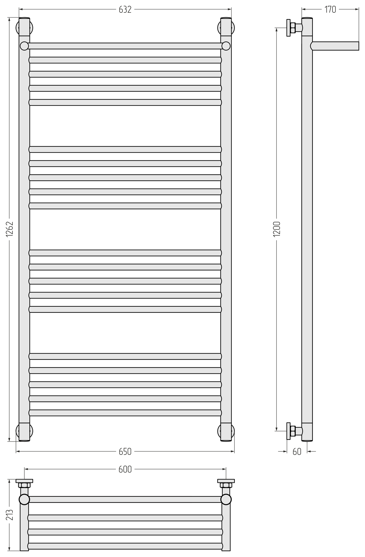 Водяные полотенцесушители Сунержа DESIGN ДР "БОГЕМА 1П +" 1200х600 (Сатин) - фото 3