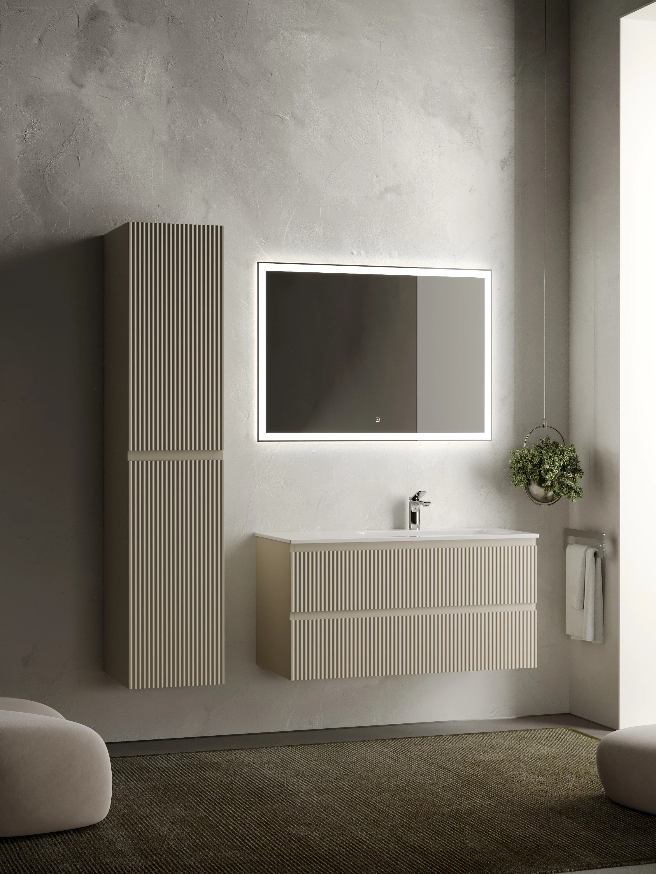 Тумба под раковину Sancos Сноб Р (Snob R) SNR100RCE 100x45x50 бежевый матовый (beige soft)