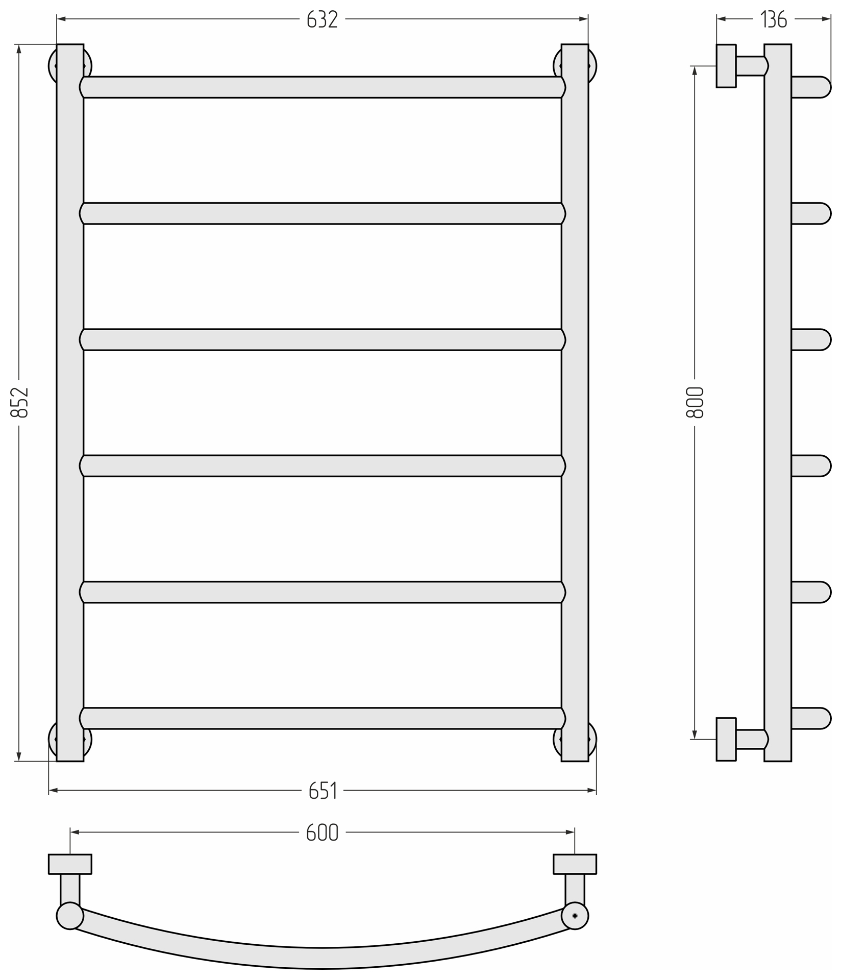 Водяные полотенцесушители Сунержа DESIGN ДР Галант PRO 800х600 (Золотой шёлк)