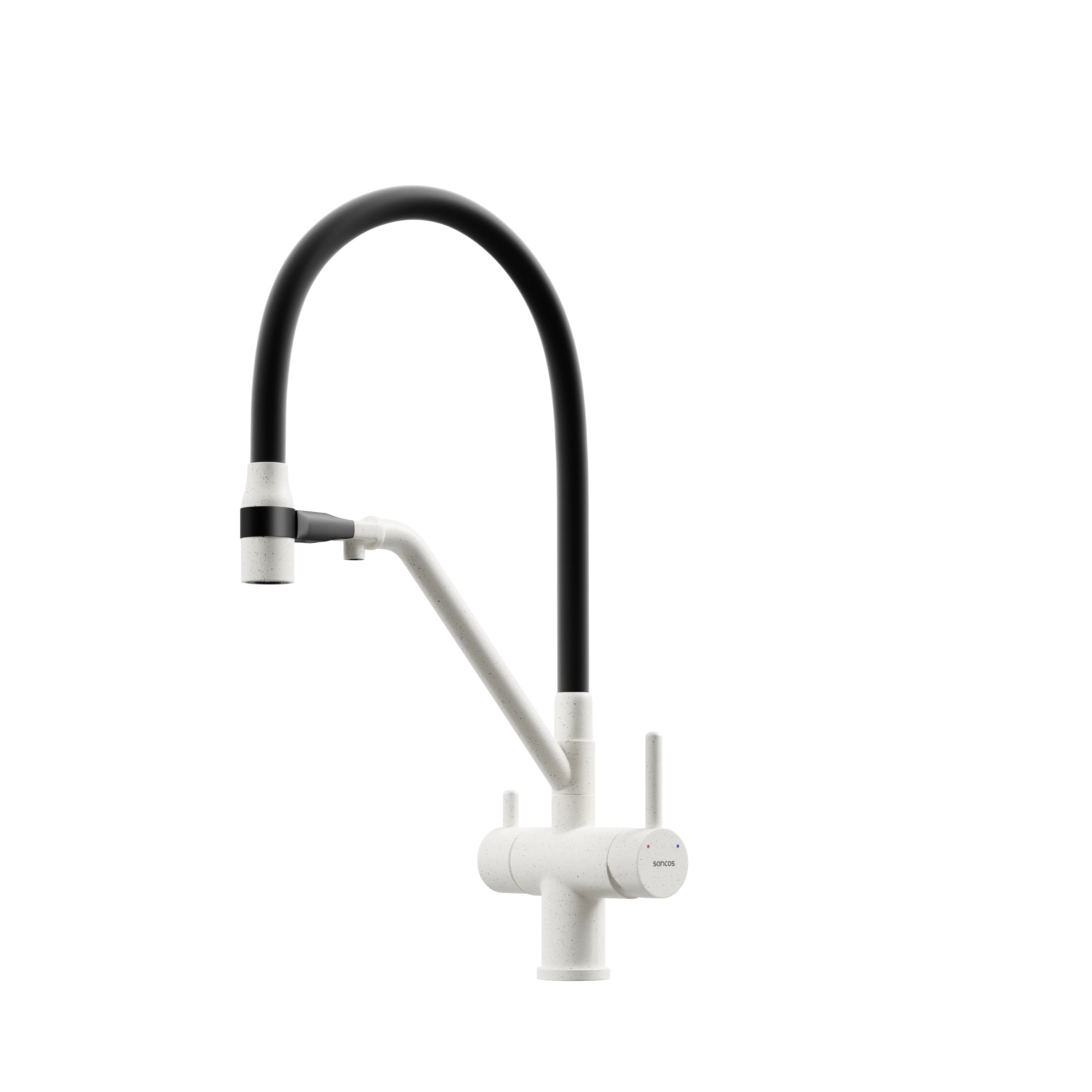 Смеситель для кухни Sancos Дора (Dora) SC4003GR белый гранит/черный