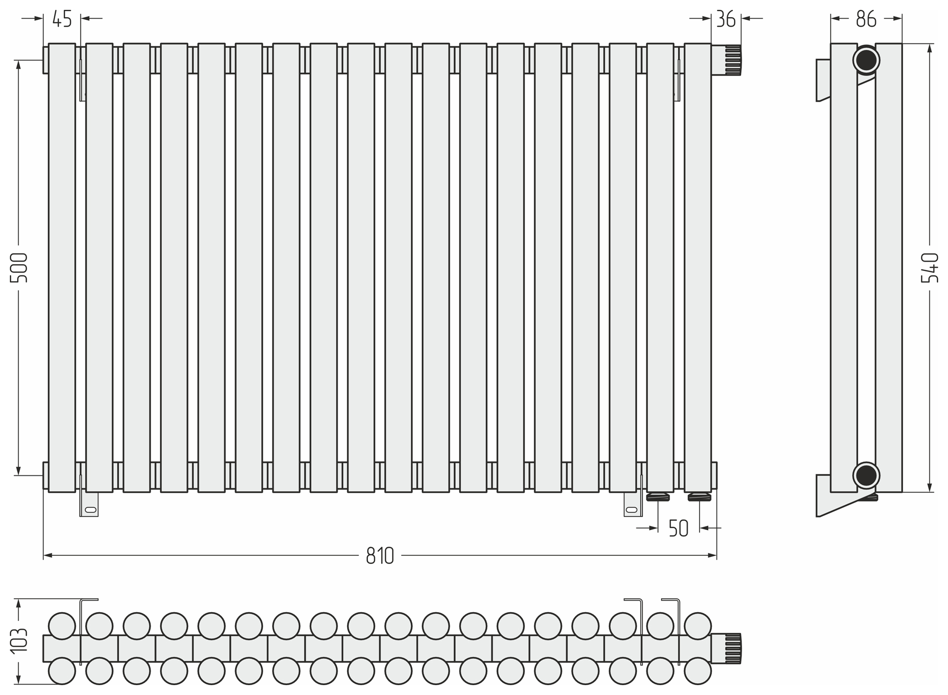 Радиаторы Сунержа DESIGN ДР ЭСТЕТ-11 н/ж EU50 500х810 / 18 сек (Состаренная латунь) - фото 5