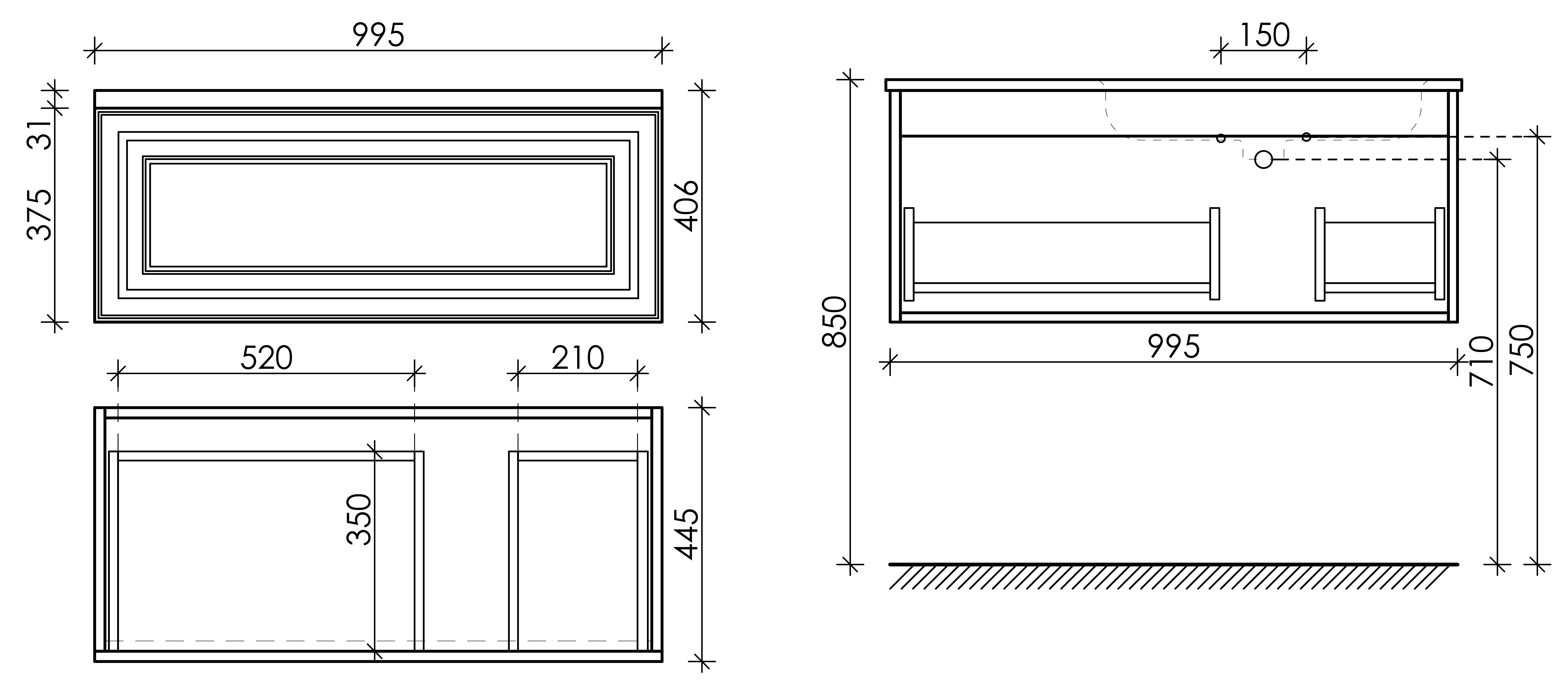 Тумба под раковину Sancos Самая (Very) VR100RW 100x45x40 белый матовый (bianco) - фото 6