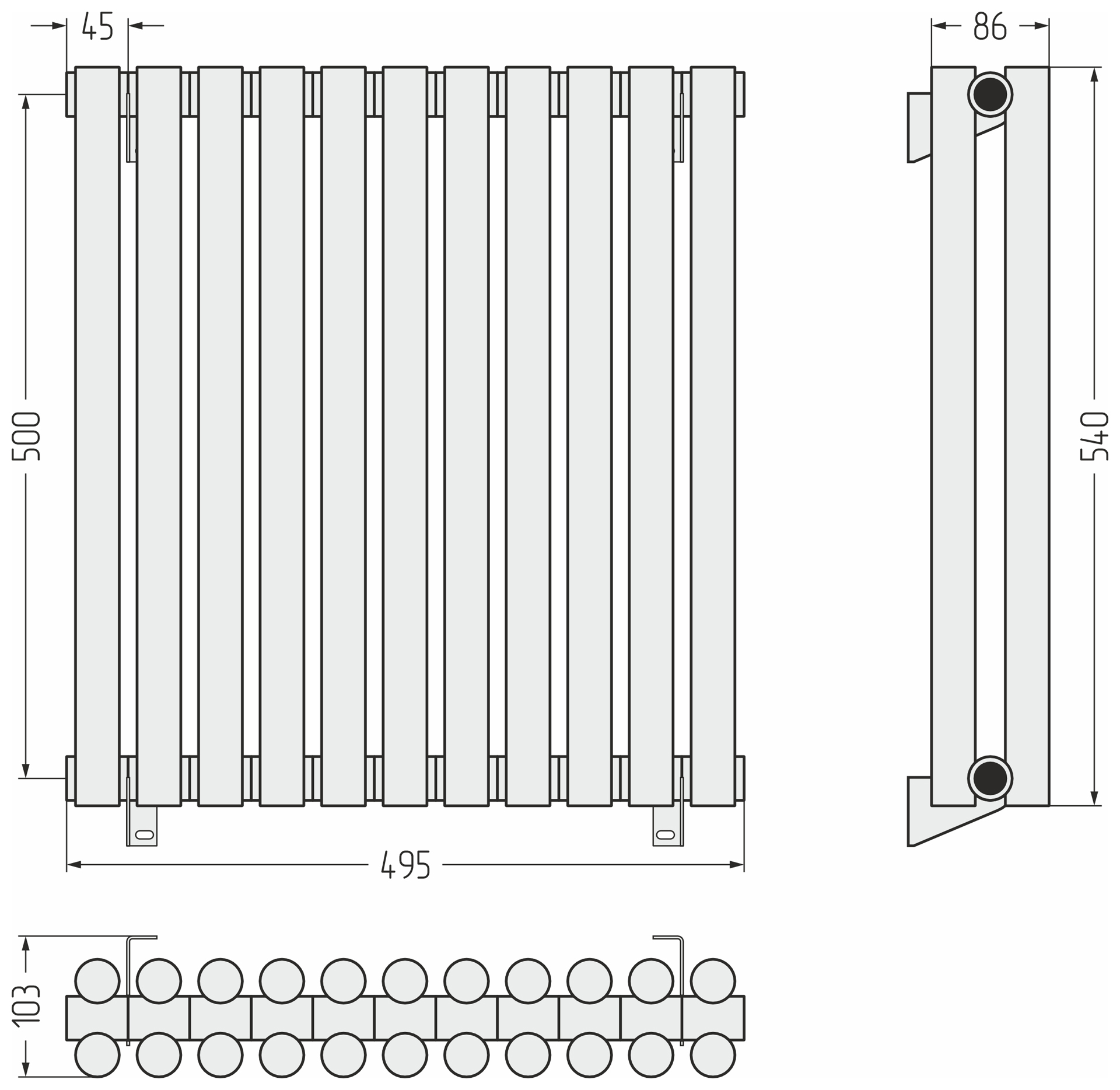 Радиаторы Сунержа DESIGN ДР ЭСТЕТ-11 н/ж 500х495 / 11 сек (Матовый чёрный) - фото 4