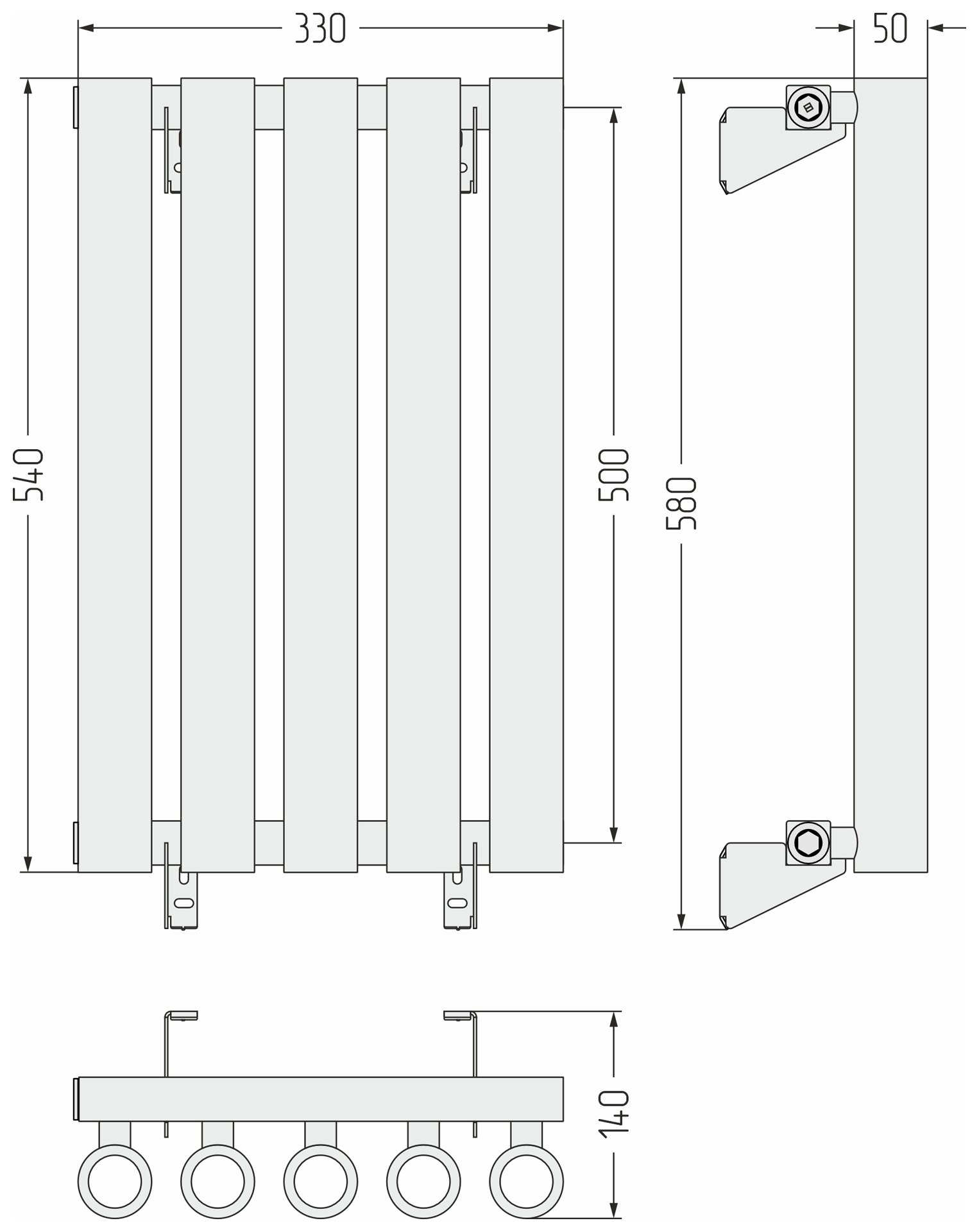 Радиаторы Сунержа DESIGN ДР КУМИР-0 н/ж  500х330 / 5 сек (Матовый чёрный) - фото 5