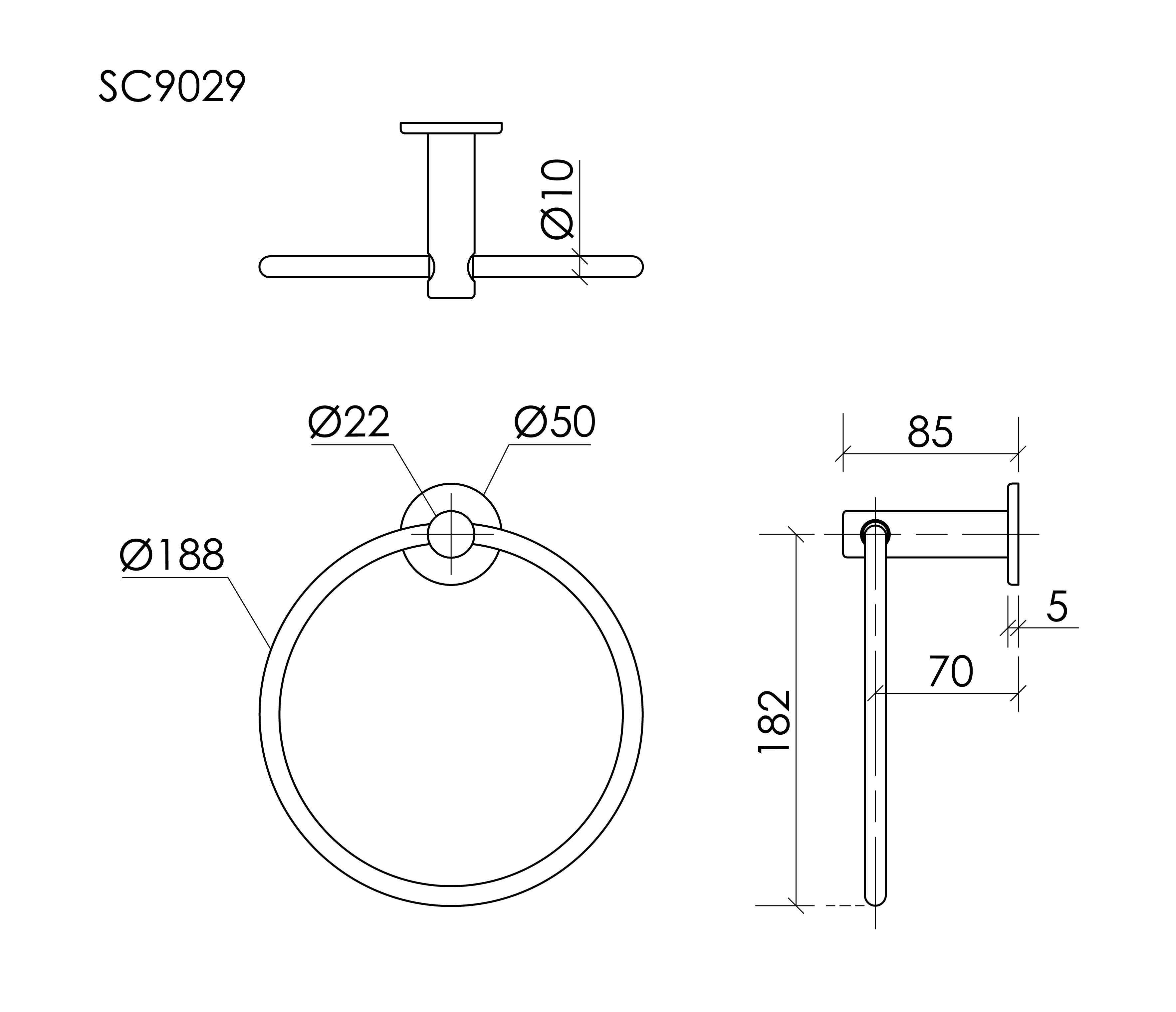 Полотенцедержатель Sancos База (Base) SC9029GG подвесной, вороненая сталь