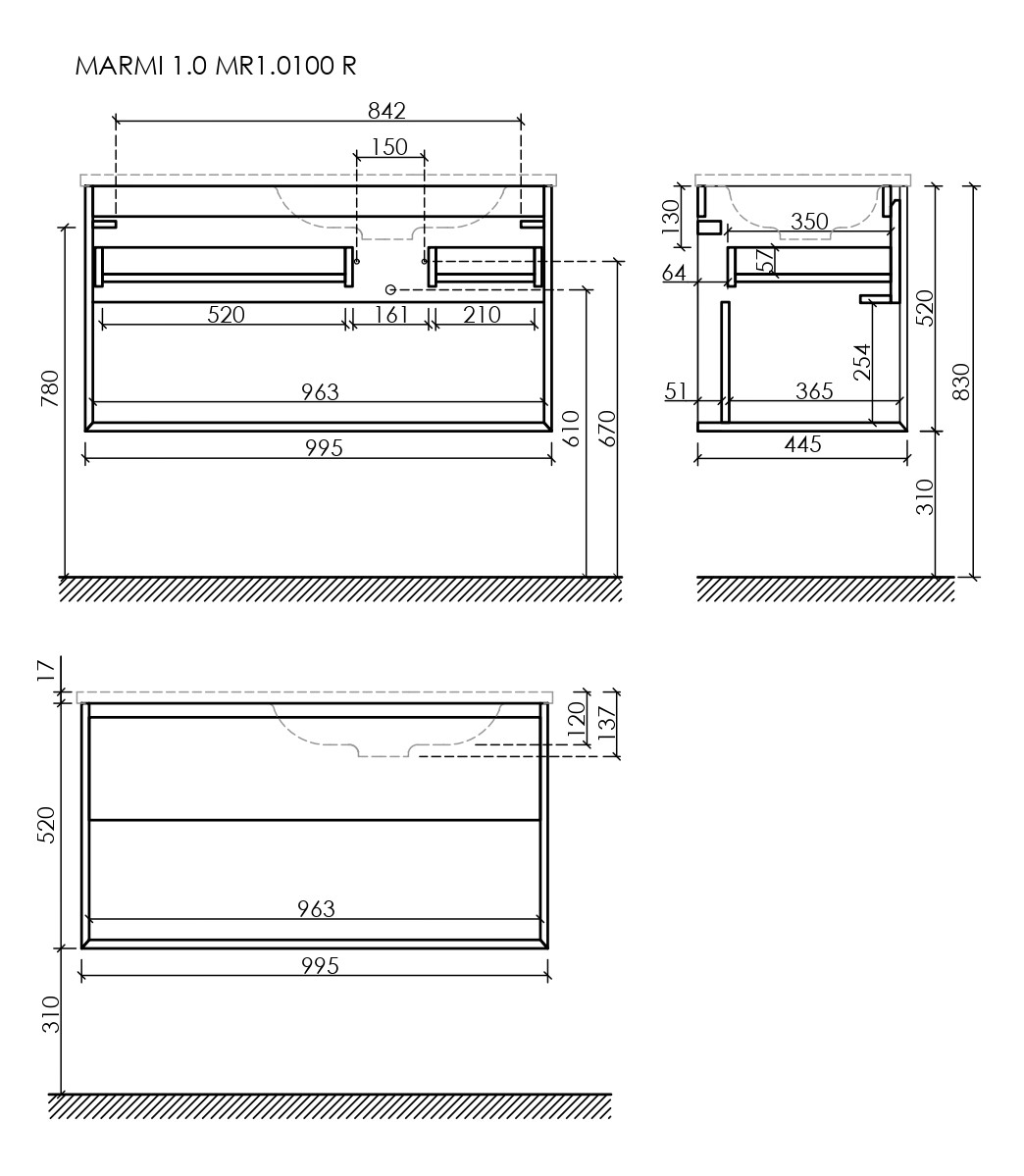 Тумба под раковину Sancos Натура 1.0 (Nature 1.0) MR1.0100REG 100x45x50 дуб галифакс натуральный - фото 6