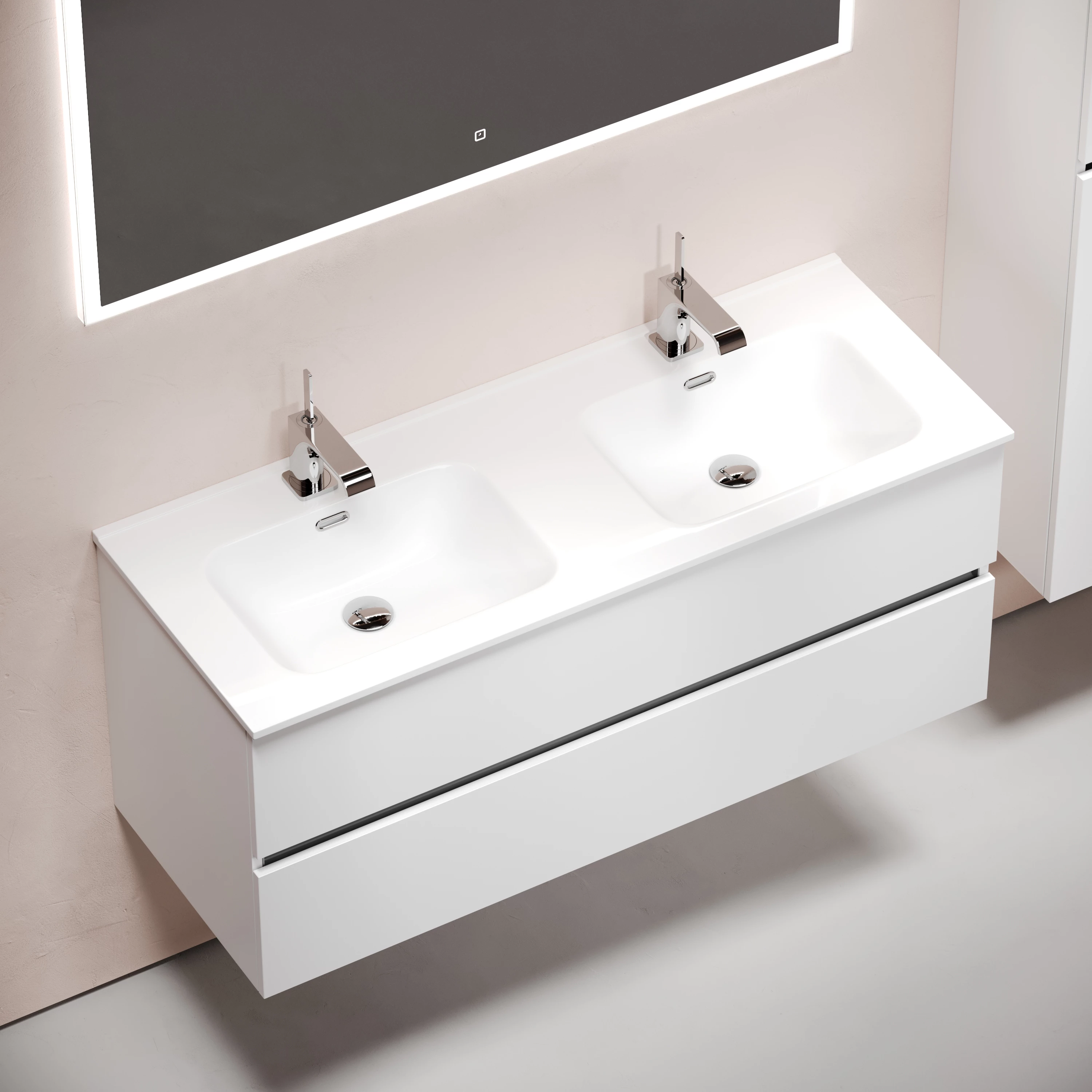 Тумба под раковину Sancos Урбан (Urban) UR120-2W 120x45x55 белый глянцевый