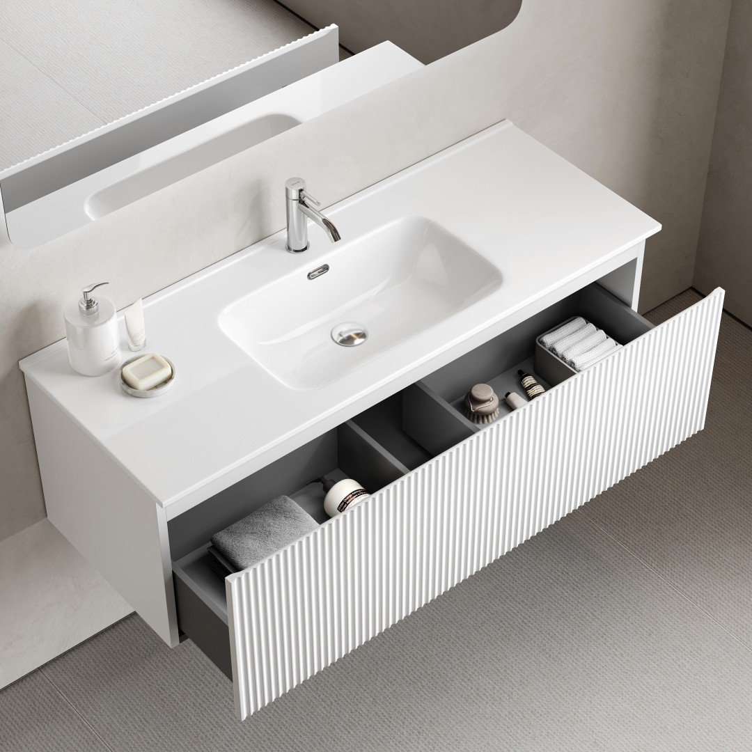 Тумба под раковину Sancos Сноб Р 1.0 (Snob R 1.0) SNR1.0120W 120x45x40 белый матовый (bianco) - фото 5