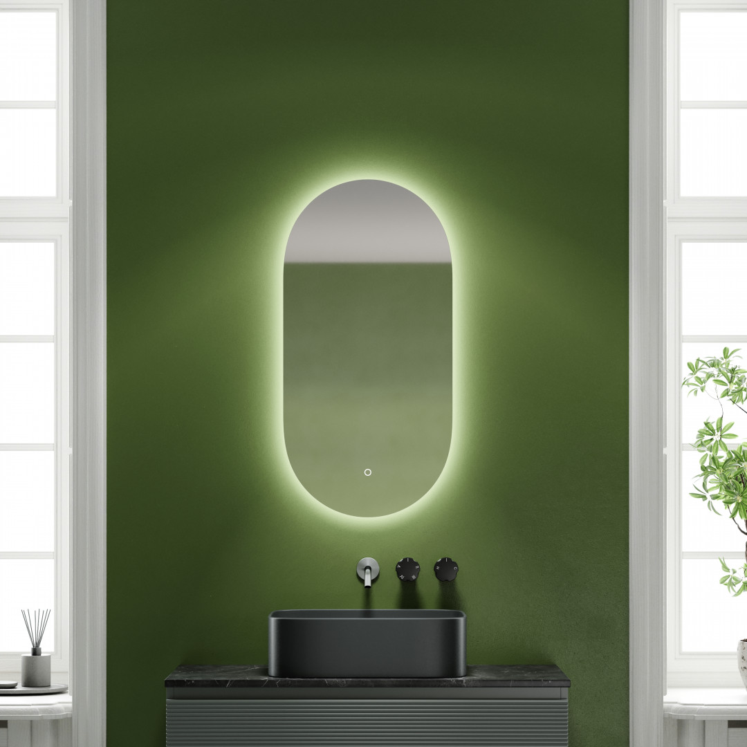 Зеркало Sancos Овал (Oval) OV45C 45x90 с подсветкой