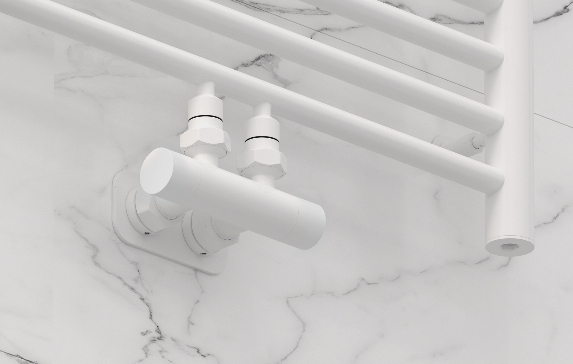 Комплектующие Сунержа DESIGN Вентиль 2х1/2" угловой скрытый-скрытый EU50 (Матовый белый)