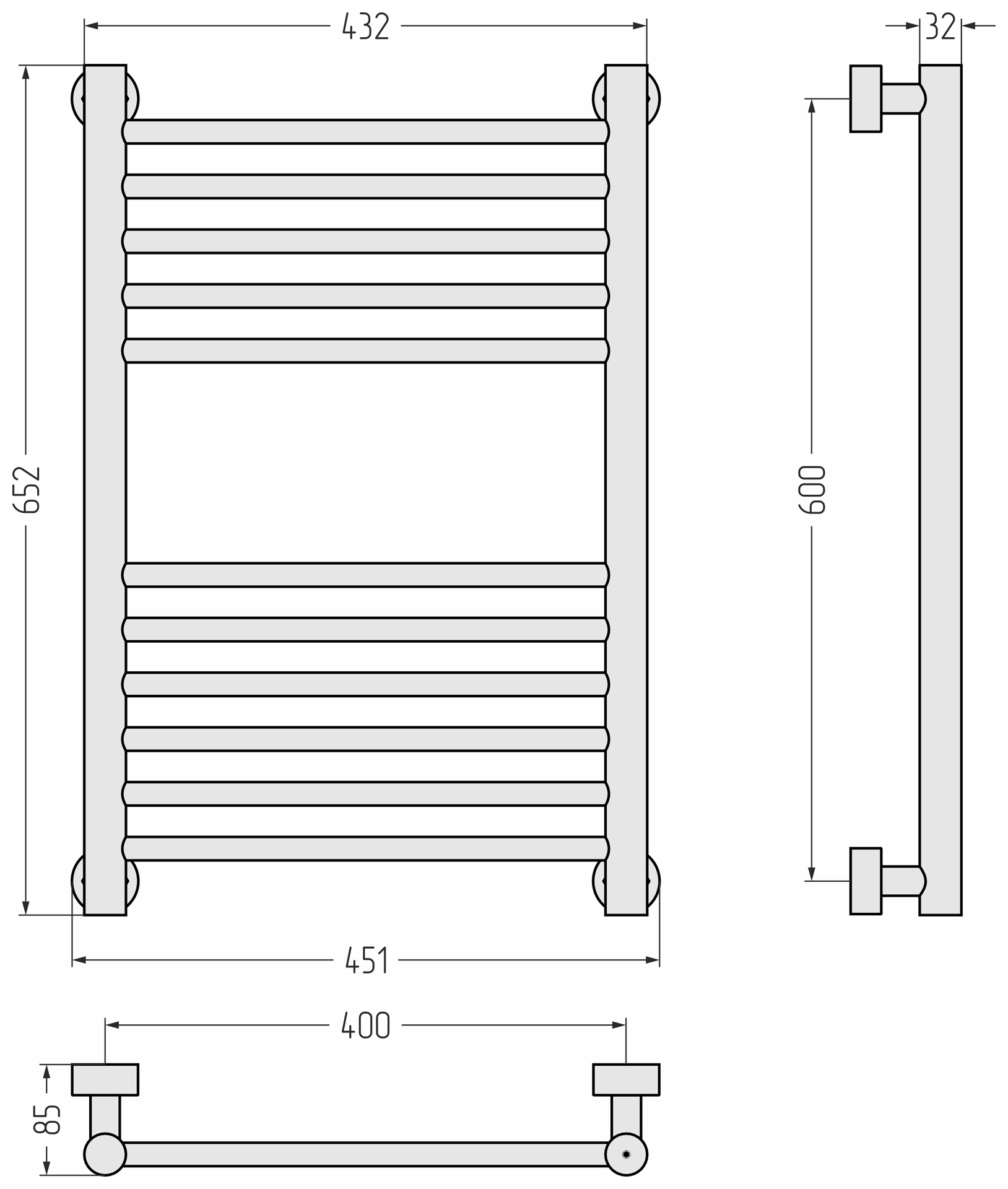 Водяные полотенцесушители Сунержа DESIGN ДР Богема PRO 600х400 (Золотой шёлк)