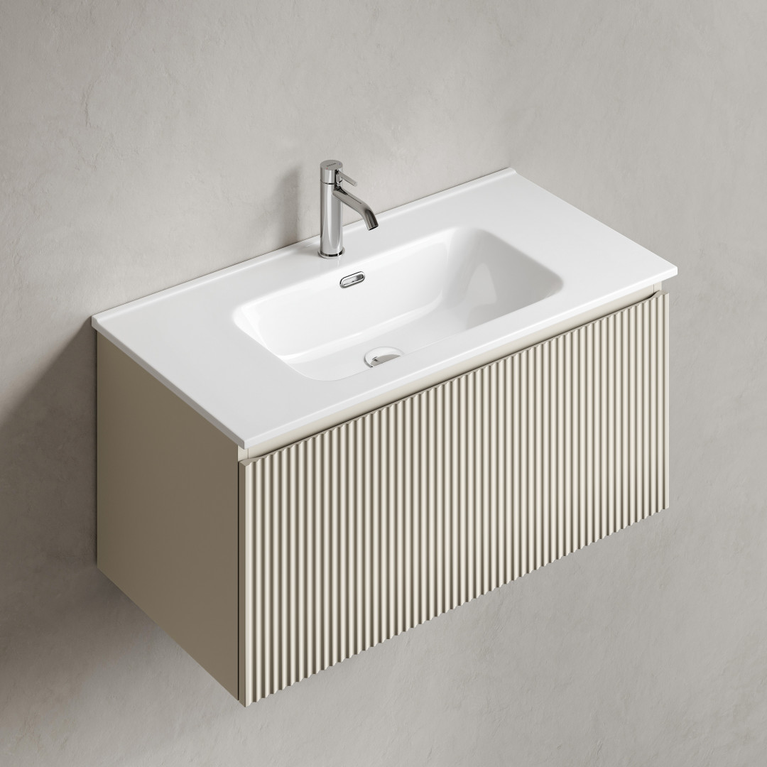 Тумба под раковину Sancos Сноб Р 1.0 (Snob R 1.0) SNR1.090CE 90x45x40 бежевый матовый (beige soft) - фото 6