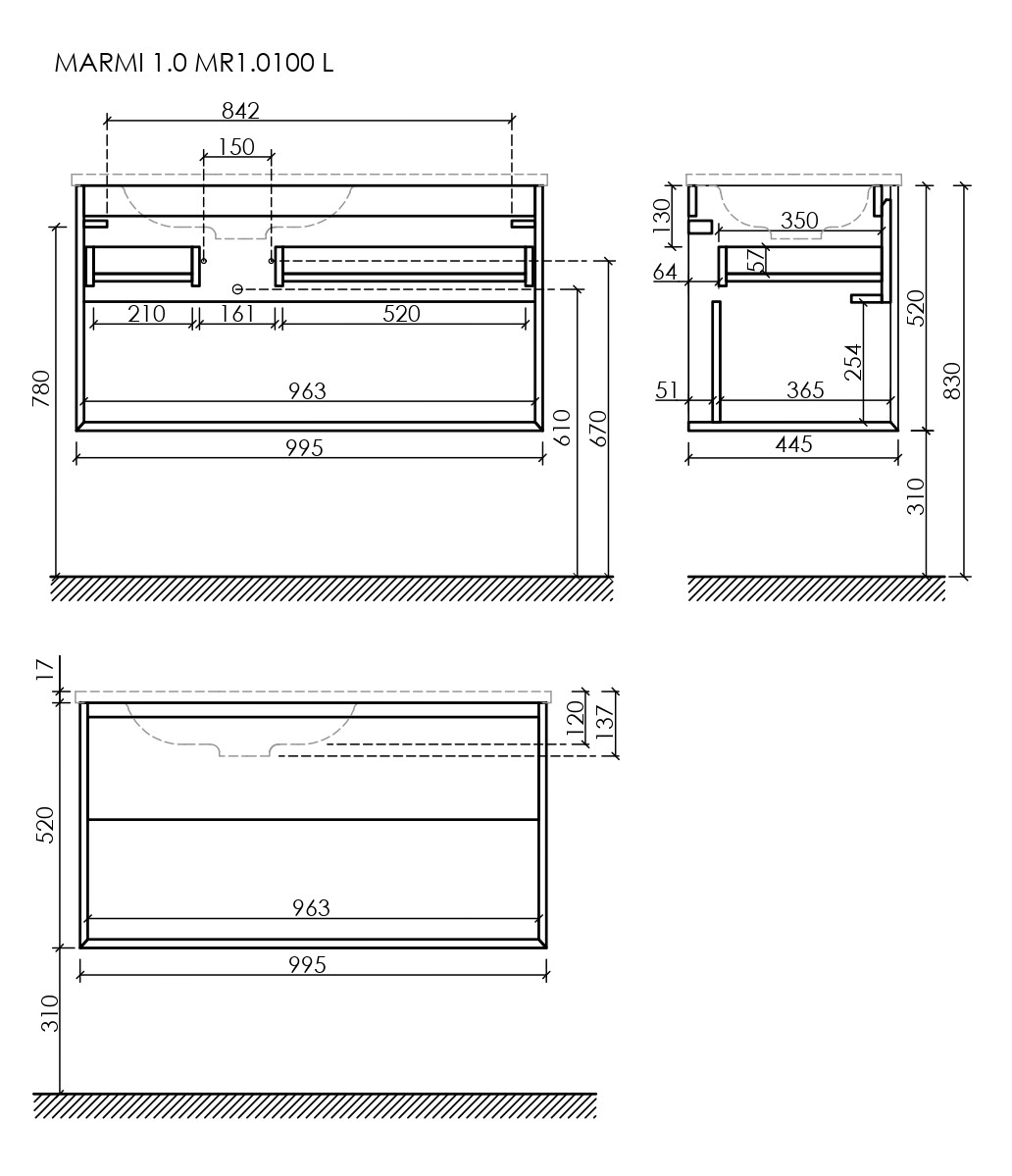 Тумба под раковину Sancos Натура 1.0 (Nature 1.0) MR1.0100LECH 100x45x50 дуб чарльстон - фото 6
