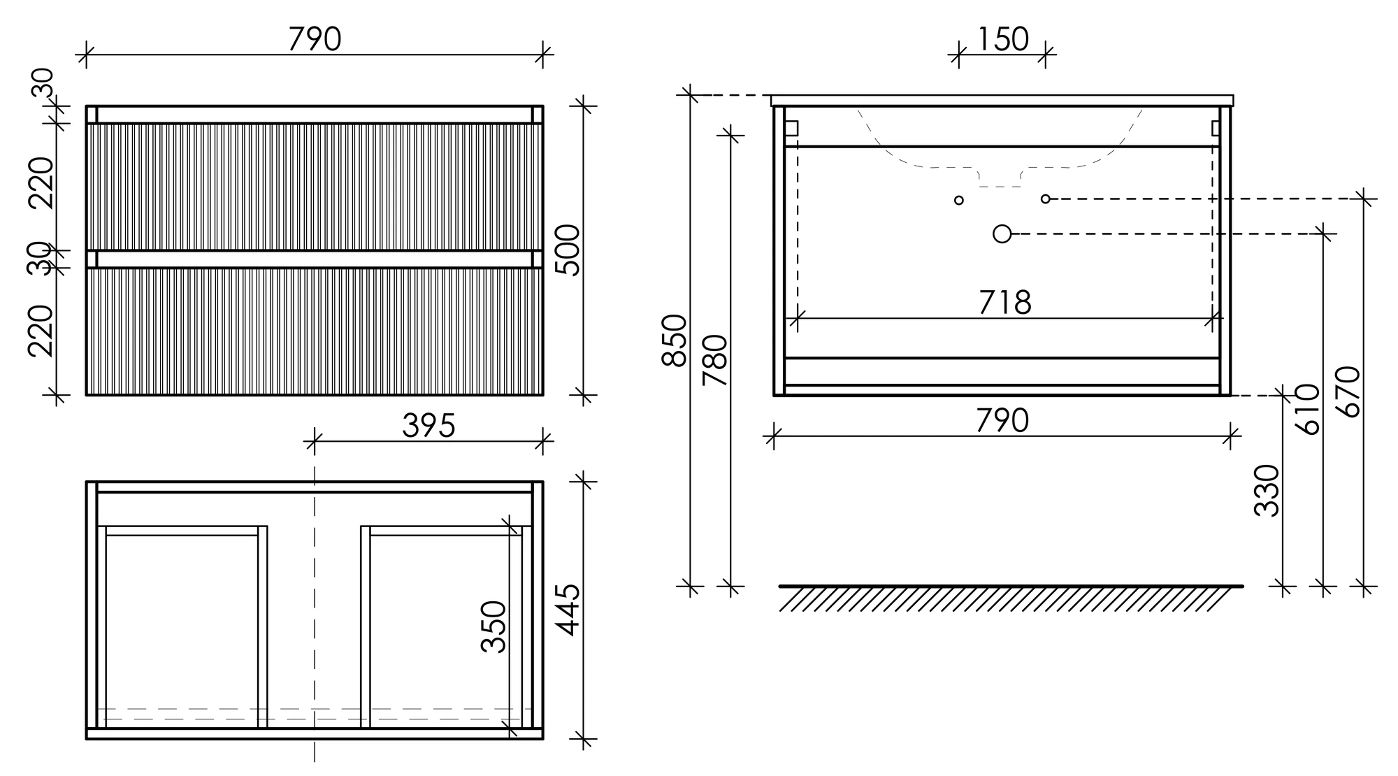 Тумба под раковину Sancos Сноб Р (Snob R) SNR80MDH 80x45x50 темный антрацит матовый - фото 6