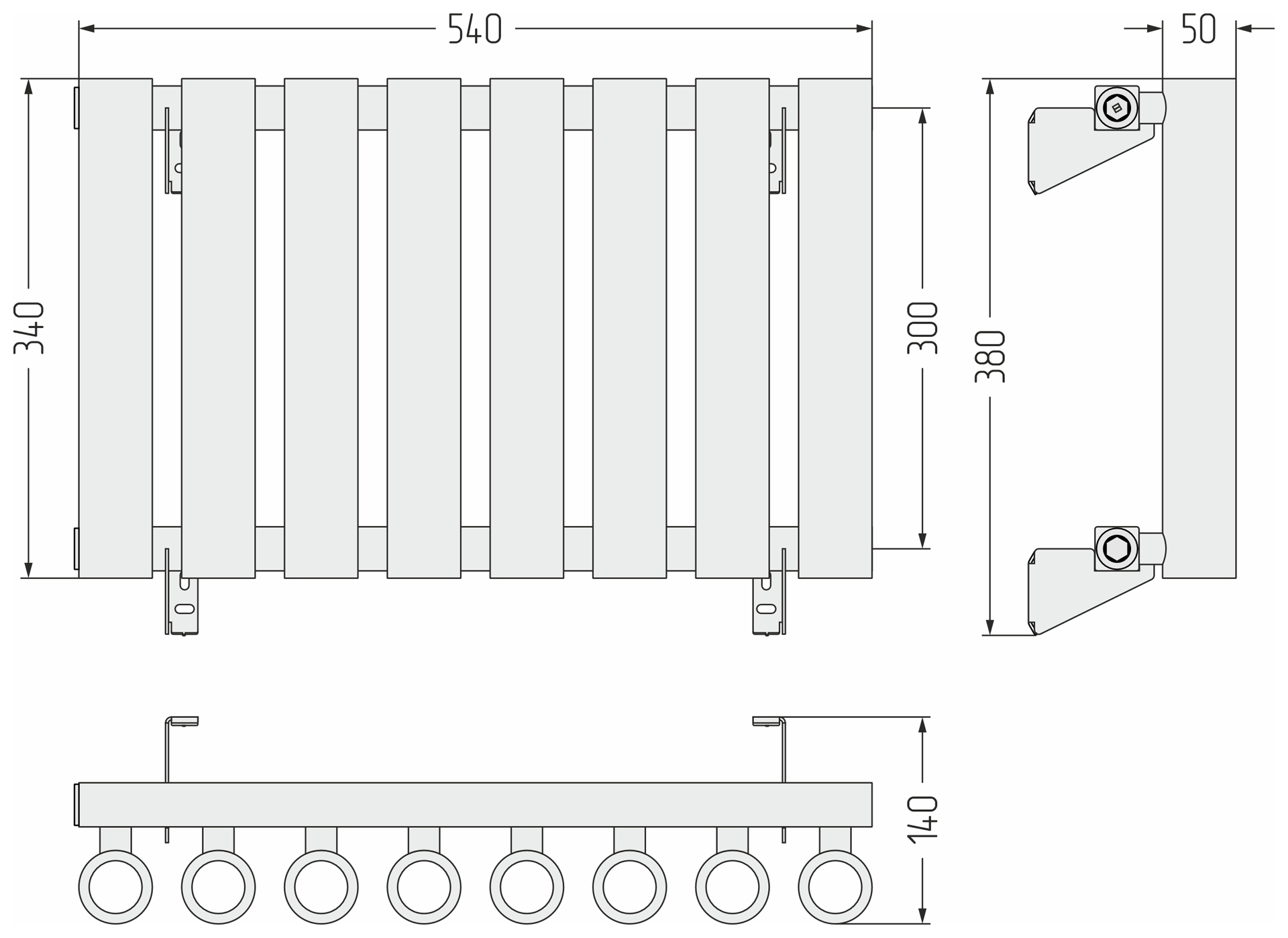 Радиаторы Сунержа DESIGN ДР КУМИР-0 н/ж  300х540 / 8 сек (Матовый белый) - фото 5