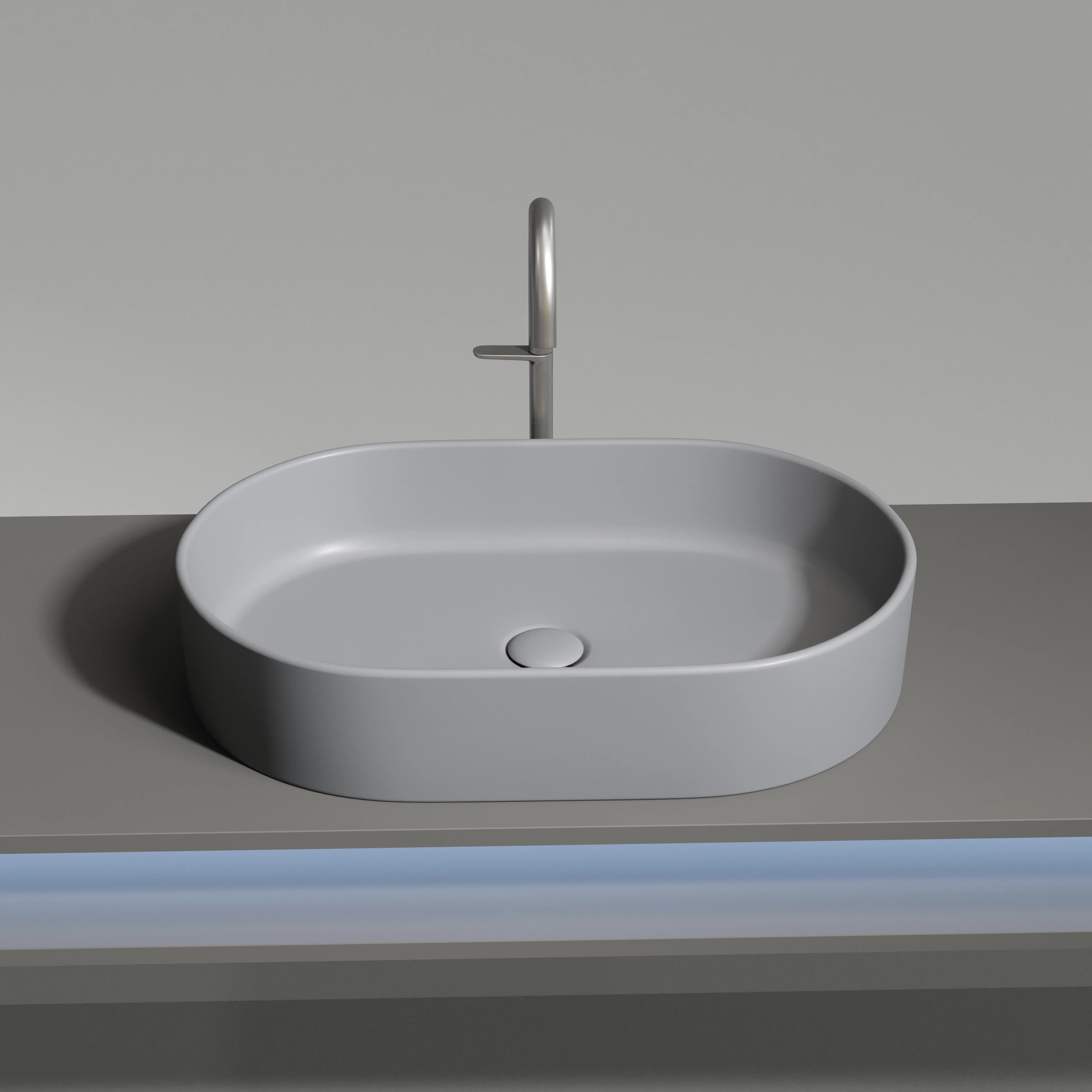 Умывальник чаша накладная овальная (цвет Антрацит Матовый) Element 608x385x122мм