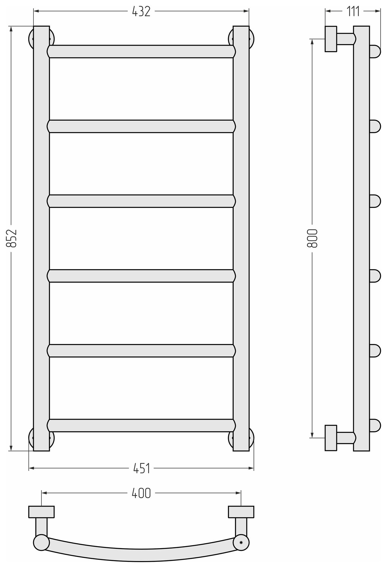 Водяные полотенцесушители Сунержа DESIGN ДР Галант PRO 800х400 (Матовый чёрный) - фото 4