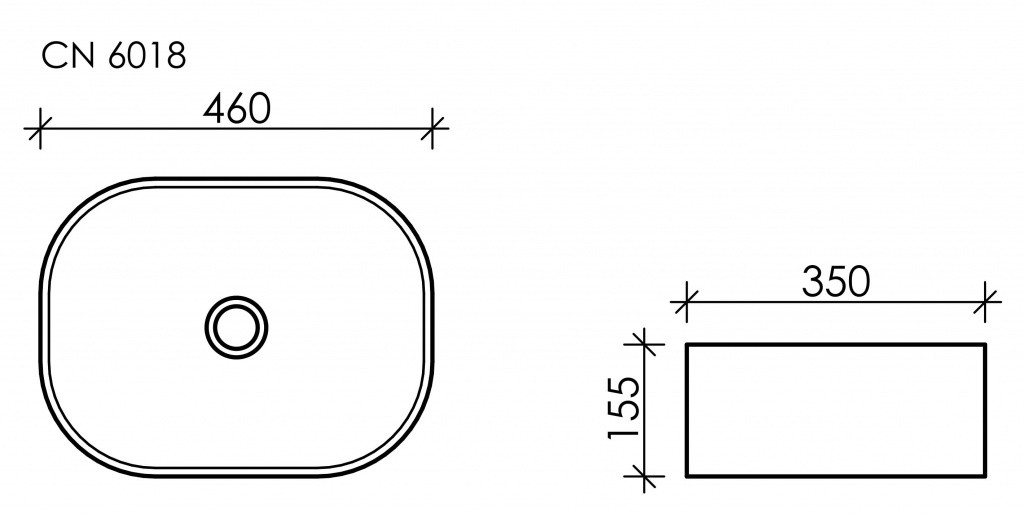 Умывальник чаша накладная овальная Element 460x350x155мм - фото 9