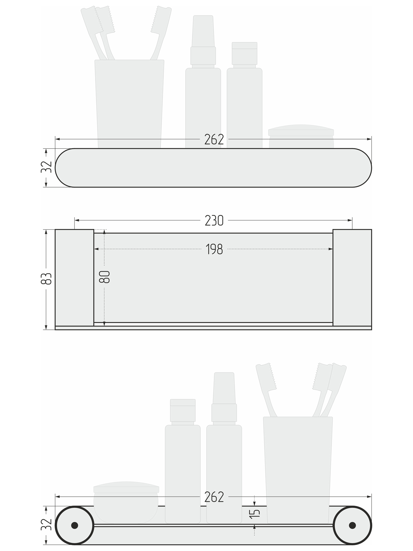 Аксессуары для ванной Сунержа DESIGN Полка прямая ROUND L 260 (Золотой шёлк) - фото 6