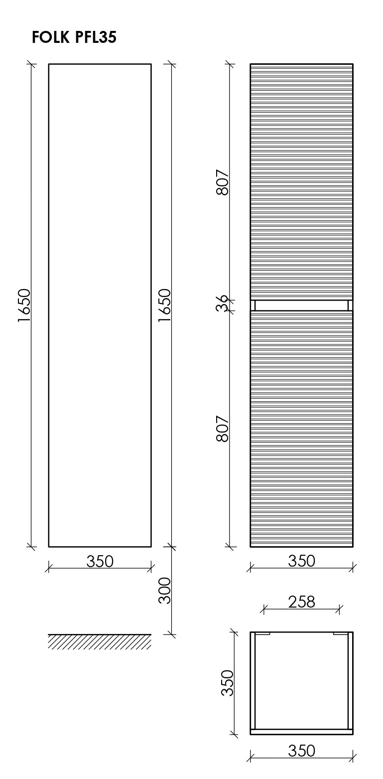 Шкаф-пенал Sancos Фолк (Folk) PFL35GS 35x35x165 темный серый (grey soft) - фото 6